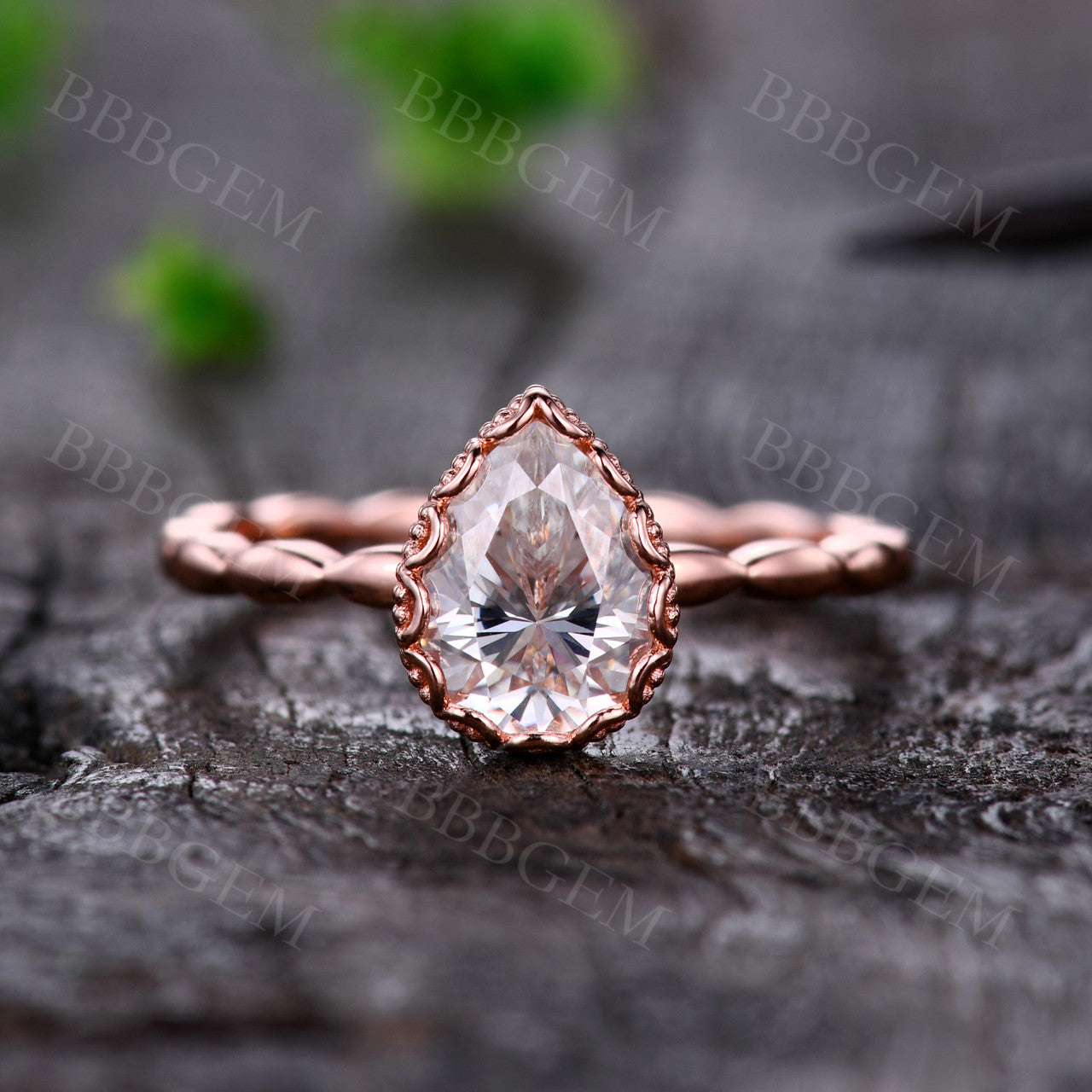 1.25 Carat Pear Cut Moissanite Engagement Ring in Rose Gold Bezel Setting - Perfect for Proposals, Weddings & Anniversaries