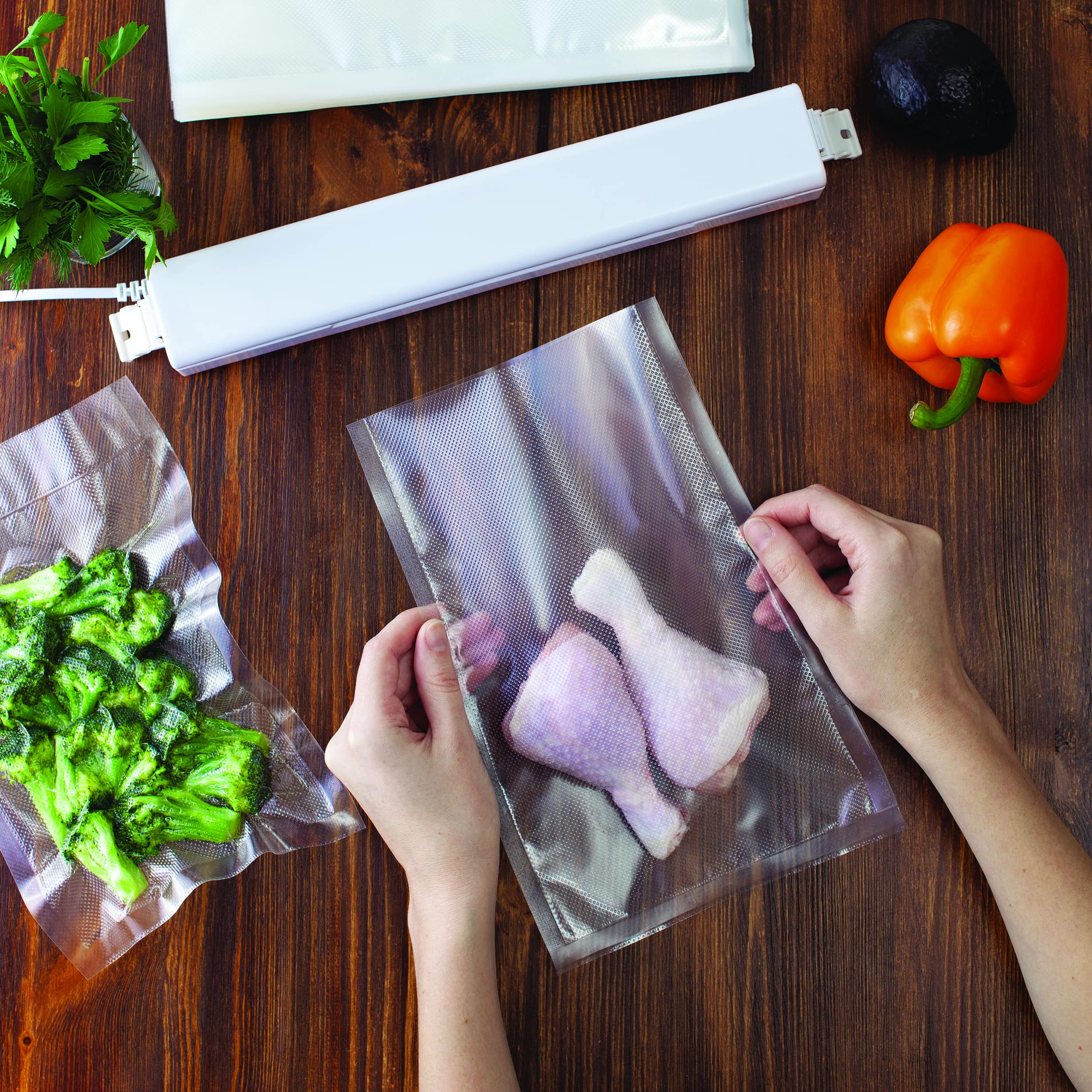 Premium Vacuum Sealer Bags & Rolls - 8x50 Inch Heavy Duty, BPA Free - Compatible with FoodSaver & Sous Vide Machines - Ideal for Food Storage, Freezer Meals & Air-Tight Sealing - 2 Pack for Cooking & Meal Prep