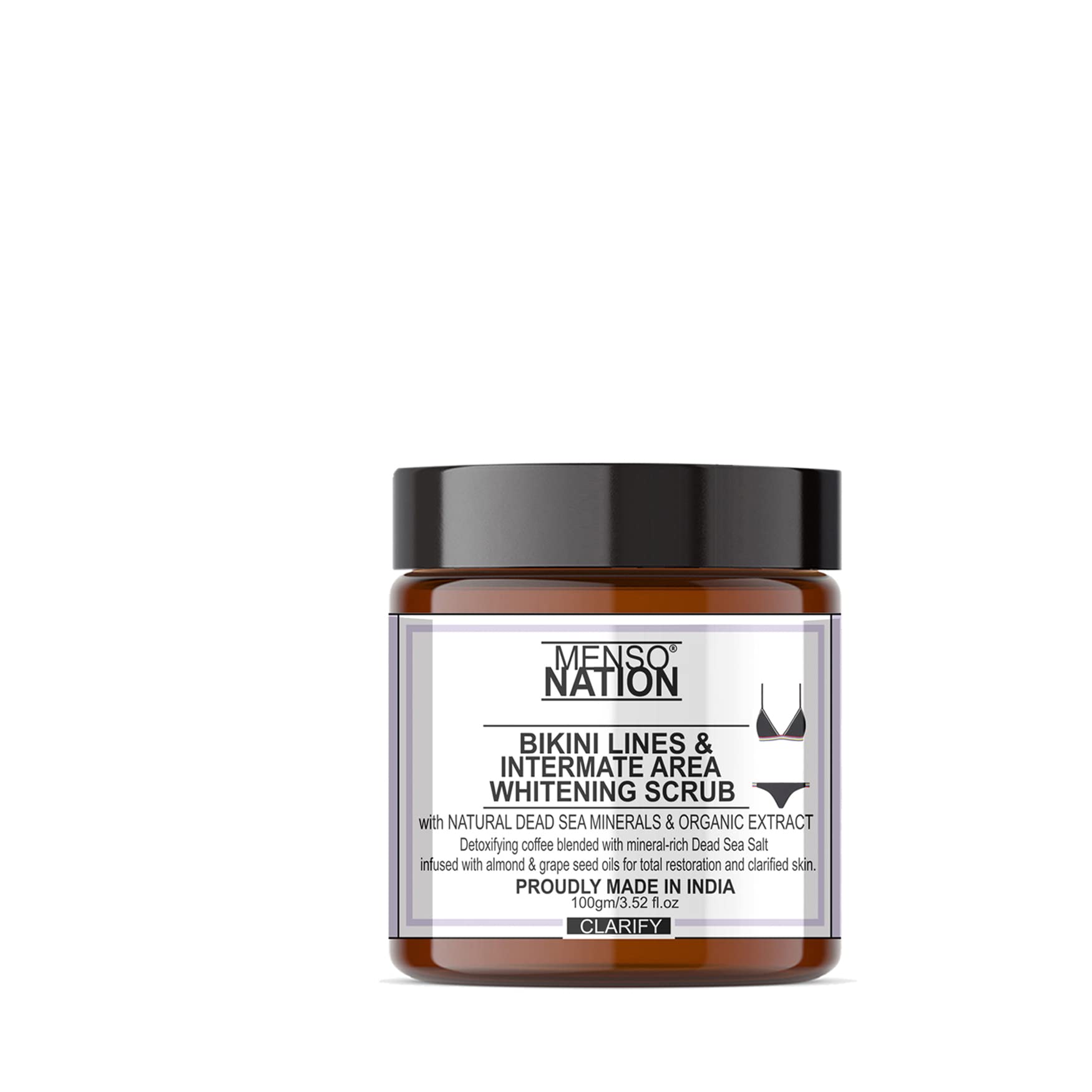 Mensonation Bikini Line & Intimate Area Whitening Scrub - Natural Skin Lightening Cream for Sensitive Skin | 100g (3 Pack) | Gentle Exfoliation for Smooth, Even Skin Tone | Perfect for Pre-Beach Prep & Post-Waxing Care