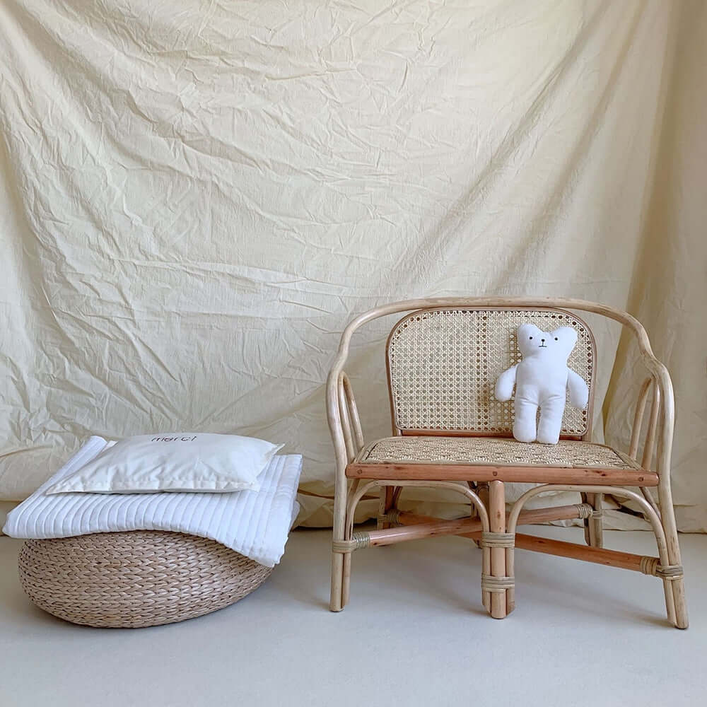 Natural Rattan Kids Bench - Mini Sofa for Nursery, Toddler Room & Playroom - Perfect for Reading Nook, Bedtime Stories & Playtime Seating
