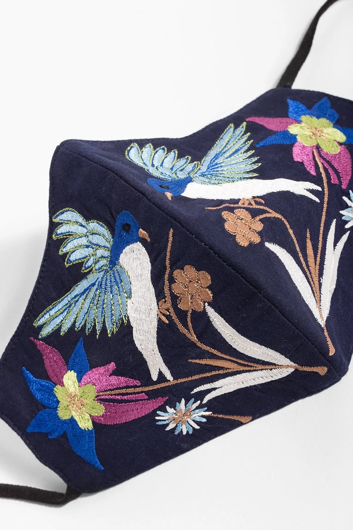 Hummingbird Embroidered Face Mask - Reusable Washable Cotton Fabric with Adjustable Ear Loops for Women & Men - Perfect for Outdoor Activities, Travel, and Daily Protection