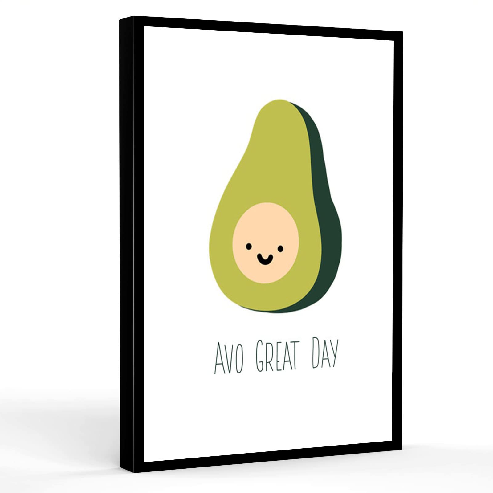 Funny Avocado Print Kitchen Wall Art - 8x12 Inch Framed Canvas Poster for Home, Bedroom & Office Decor - Perfect for Men's Room, Boys' Bedroom & Women's Workspace - Cute Kitchen Decor & Unique Gift Idea