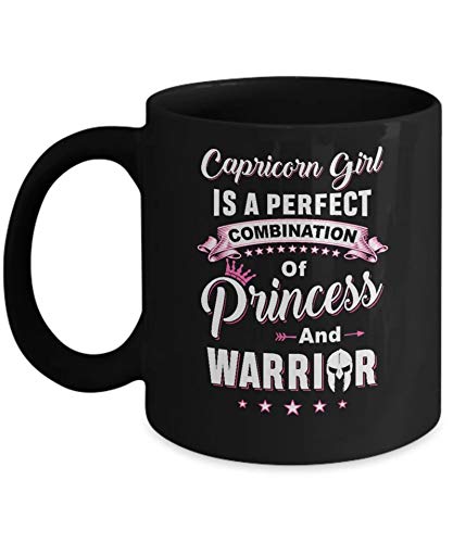 Capricorn Girl Princess Warrior Coffee Mug - 11OZ Ceramic Cup for December & January Birthdays | Perfect Gift for Zodiac Lovers, Office Use & Home Decor