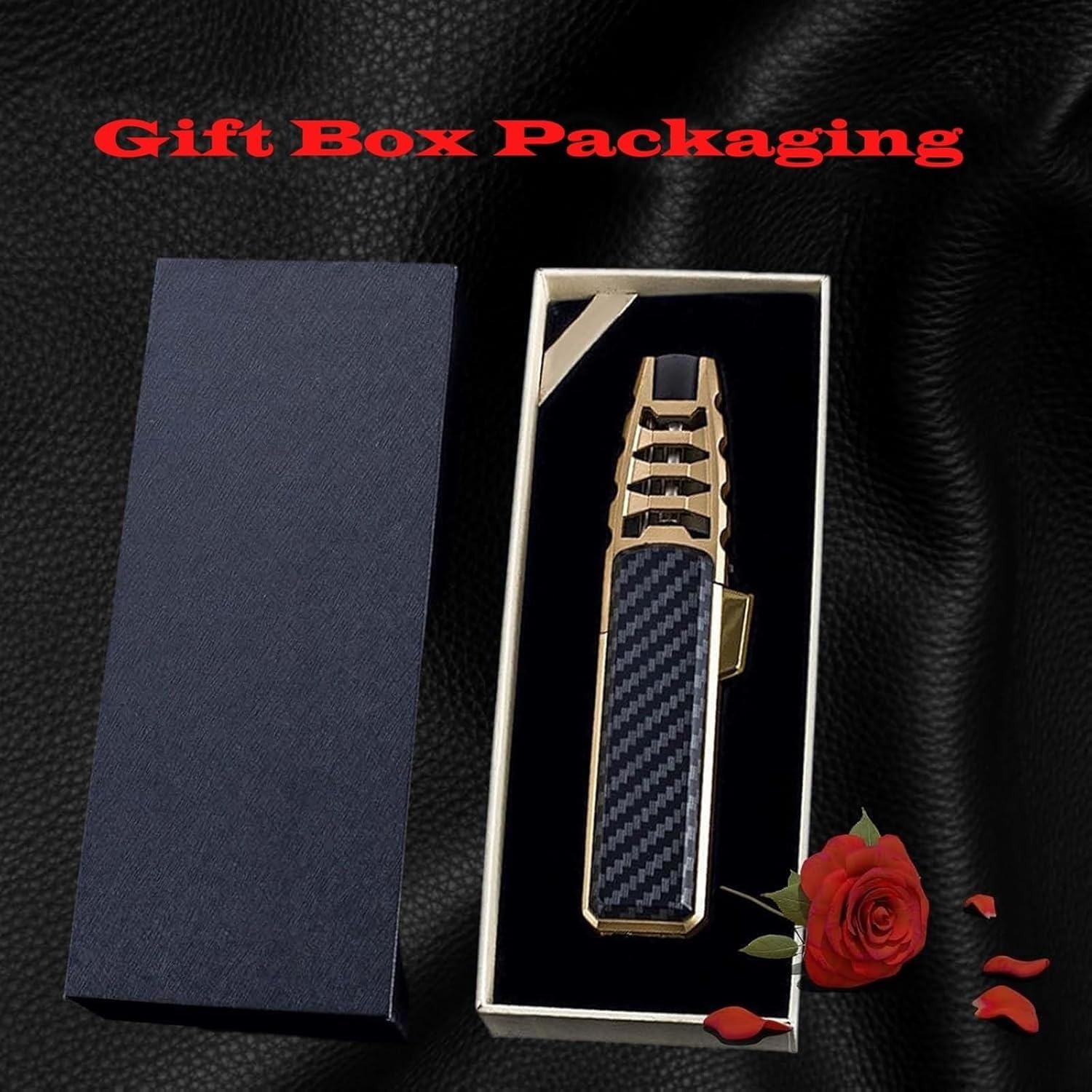 Brightfire Windproof Refillable Butane Lighter - Adjustable Flame Jet Torch Lighter with Gift Box for Cigars, Camping & Outdoor Use | Premium Butane Torch Lighter for Smoking, BBQ & DIY Projects