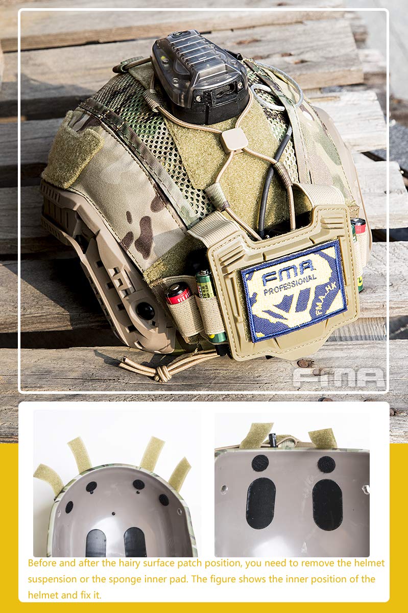 FMA Tactical Helmet Cover with Balancing Weight Pouch & Elastic Battery Holder - TB1345 Black | Perfect for Maritime Operations, Airsoft & Military Training Gear Accessories