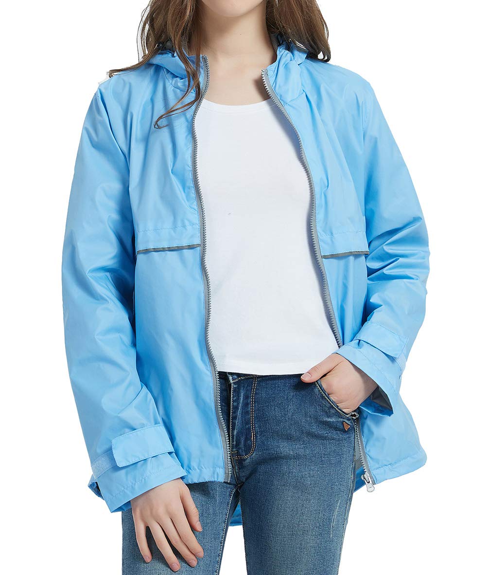 SUNDAY ROSE Women's Lightweight Waterproof Rain Jacket with Hood - Windproof Raincoat for Outdoor Activities, Commuting & Travel