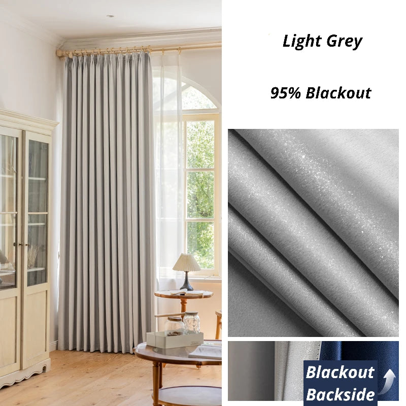 Blackout Thermal Insulated Custom Curtains - Polyester Glossy Finish for Bedroom & Living Room - Light Blocking, Energy Saving, Noise Reducing Window Treatments