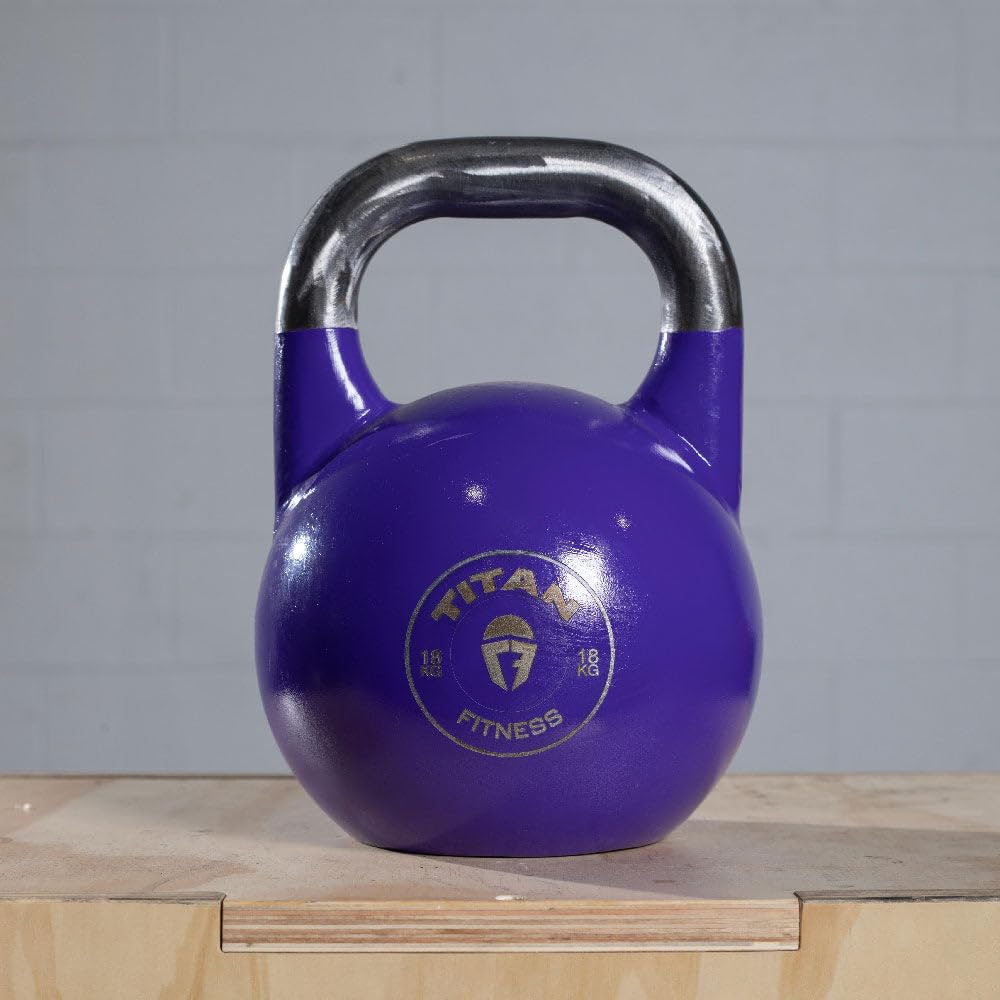 Titan Fitness Competition Kettlebell - Single Piece Cast Iron, KG Markings for Weightlifting, Strength Training & Full Body Workouts - Perfect for Home Gym, CrossFit & Functional Fitness Training