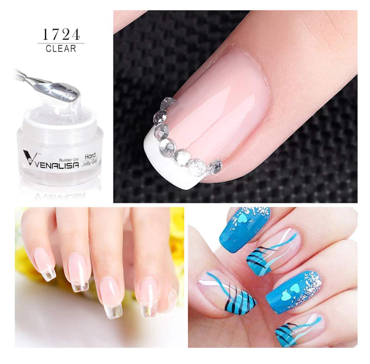 Venalisa 15ml Hard Jelly Builder Gel for Nail Extensions - DIY French Nail Art, Poly Nail Gel, Clear Nail Extender (1724_Clear) - Perfect for Salon & Home Manicures, Nail Strengthening & Length Building