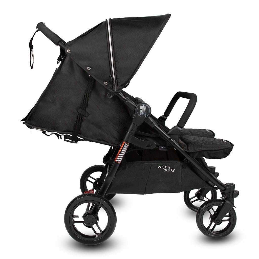 Valco Baby Slim Twin Double Stroller 2024 - Lightweight Compact Side by Side Stroller for Twins, Licorice Black | Perfect for City Walks, Shopping & Travel with Two Kids