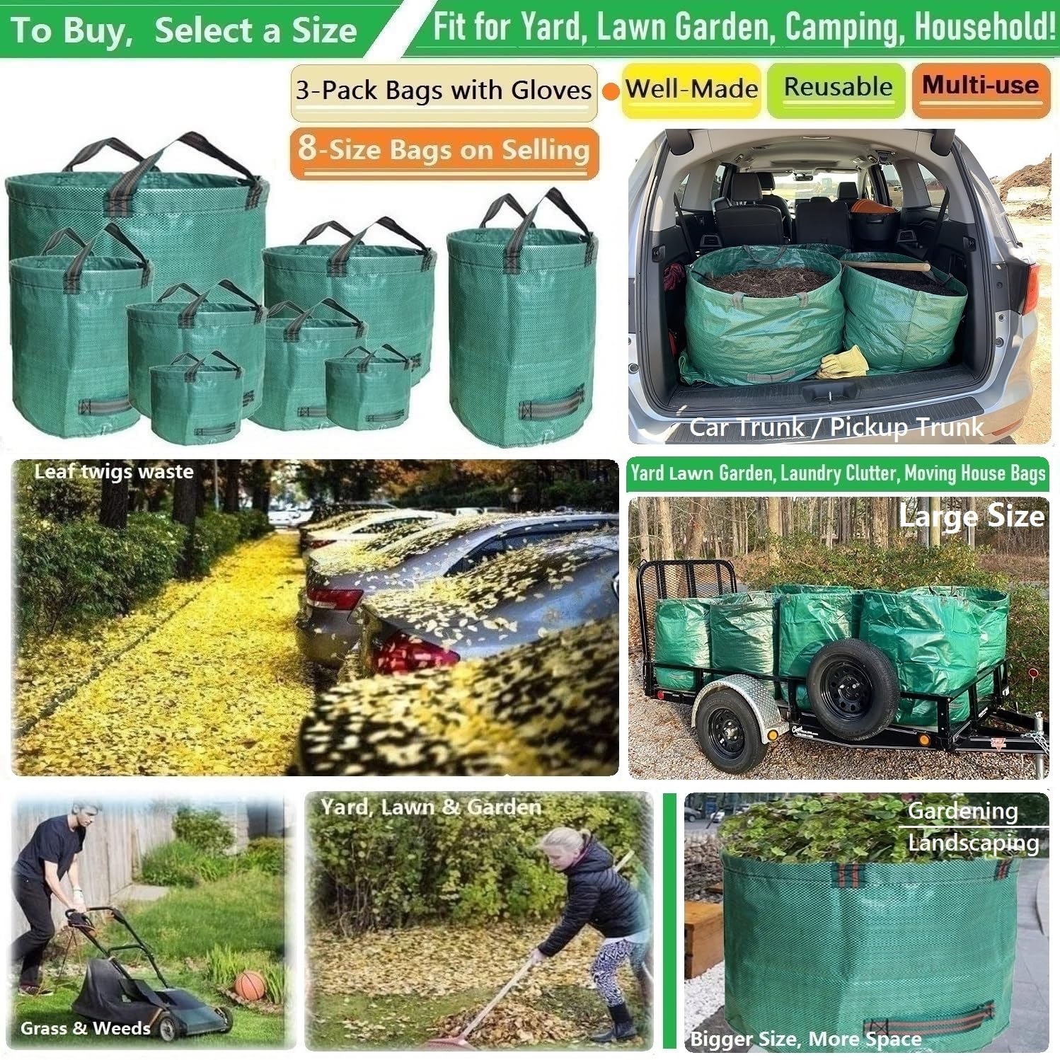 **3-Pack 106-Gallon Heavy-Duty Lawn & Garden Bags (31