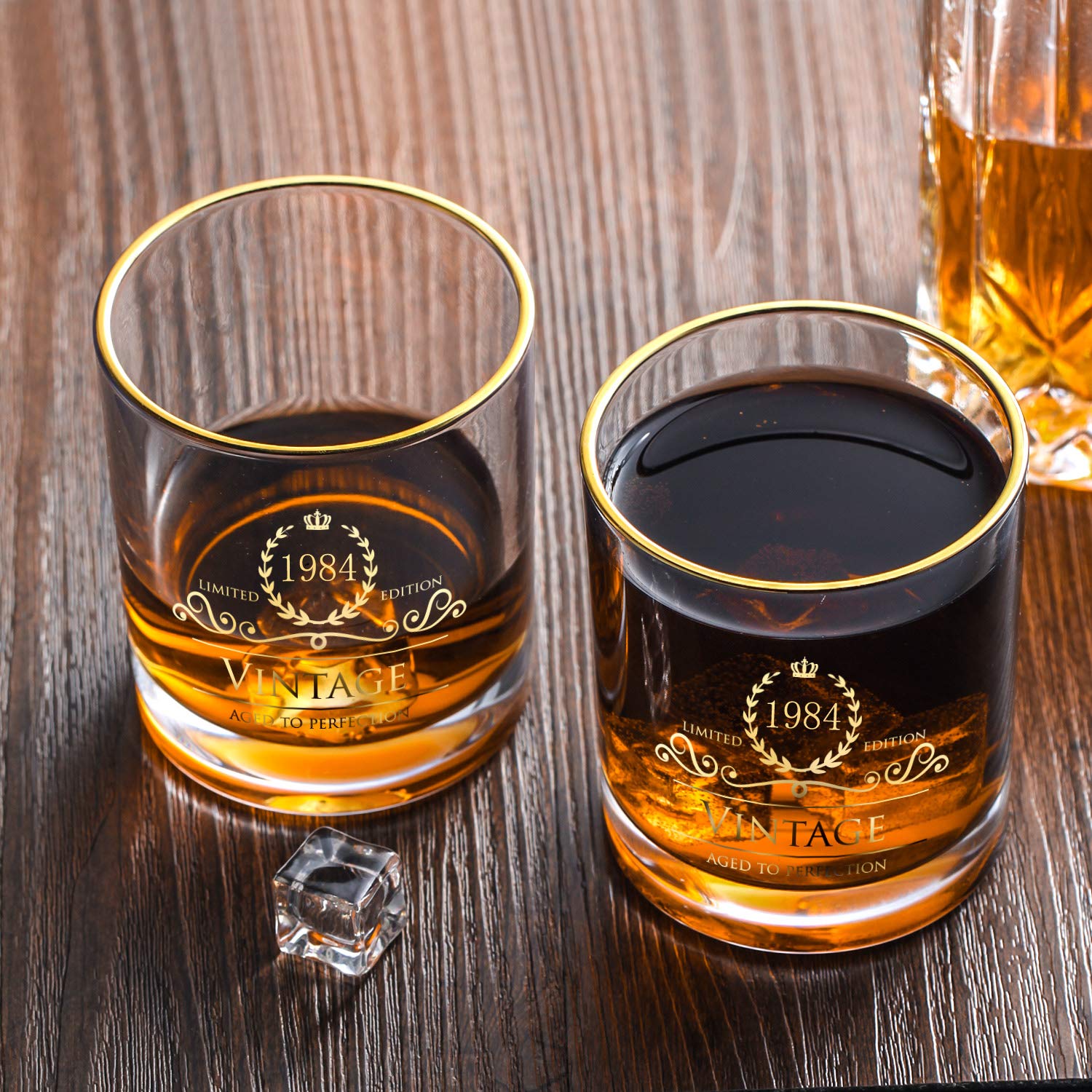 1984 Whiskey Glasses Set - 40th Birthday Gift for Women & Men, Bourbon Glasses for Anniversary, Retirement, Bridesmaid, Mother's & Father's Day - Perfect for 40-Year-Old Celebrations, Home Bar Decor & Holiday Parties