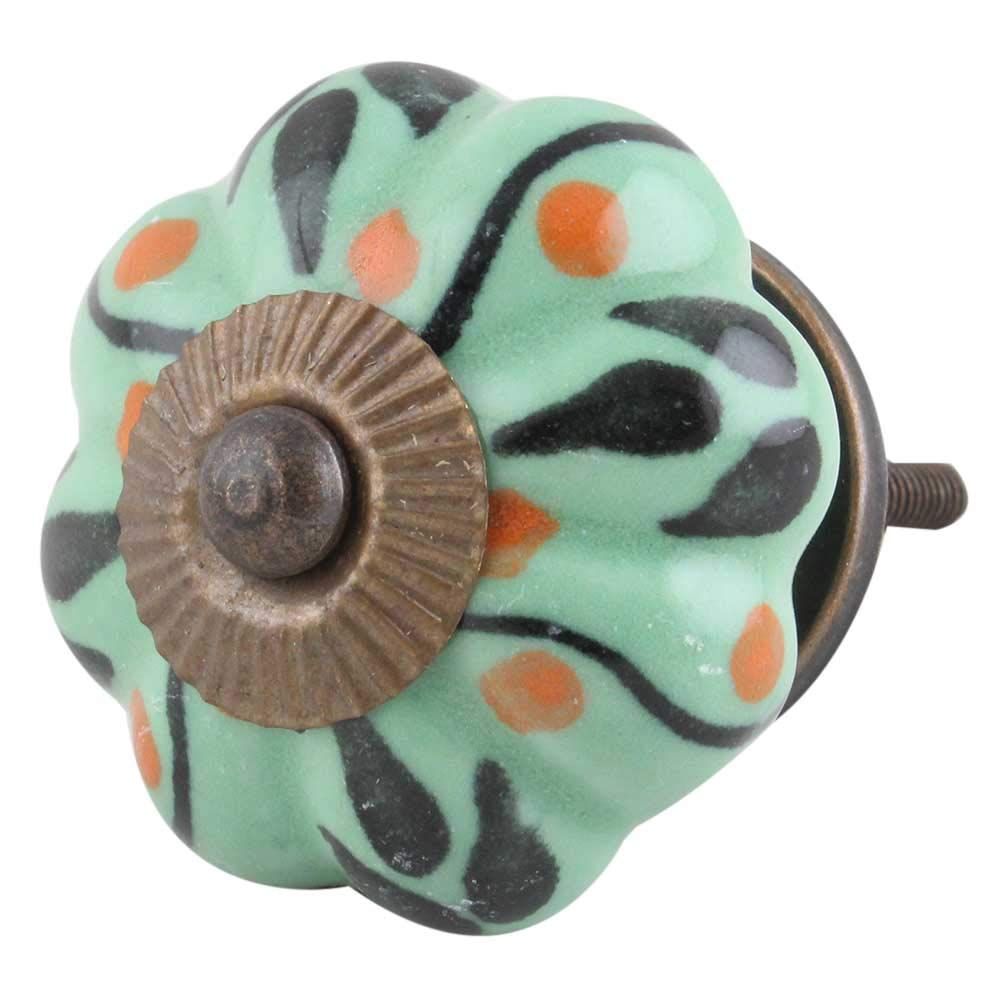 Luxury Black Ceramic Pumpkin Drawer Knobs - 4pc Set for Kitchen Cabinets & Dressers