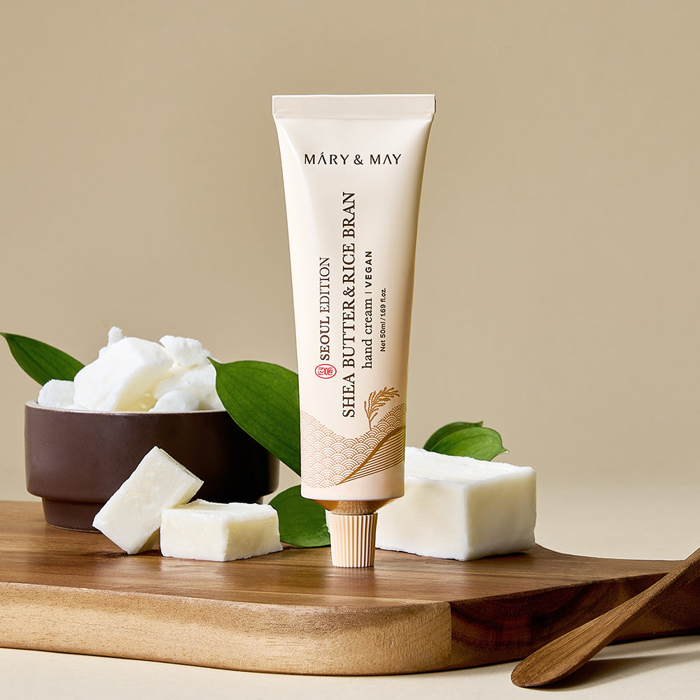 MARY & MAY Shea Butter & Rice Bran Hand Cream 50ml - Intense Hydration & Nourishment for Dry Skin | Perfect for Daily Moisturizing, Travel & On-the-Go Use