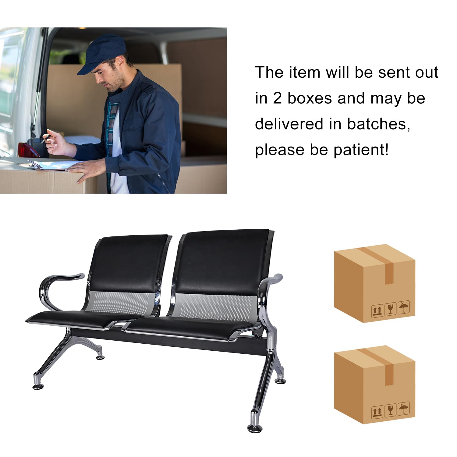 Premium PU Leather Reception Chairs with Arms - Comfortable Waiting Room Seating for Airport, Salon, Office, Hospital, Bank & Conference Room Lobbies - Durable & Stylish Guest Seating Solution