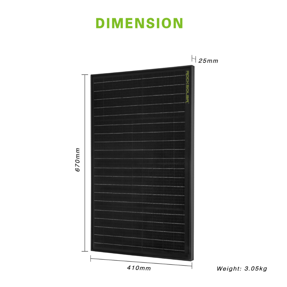 ROCKSOLAR Black Diamond 50W 12V Monocrystalline Solar Panel - High Efficiency Portable Solar Charger for RV, Boat, Camping & Off-Grid Power Supply