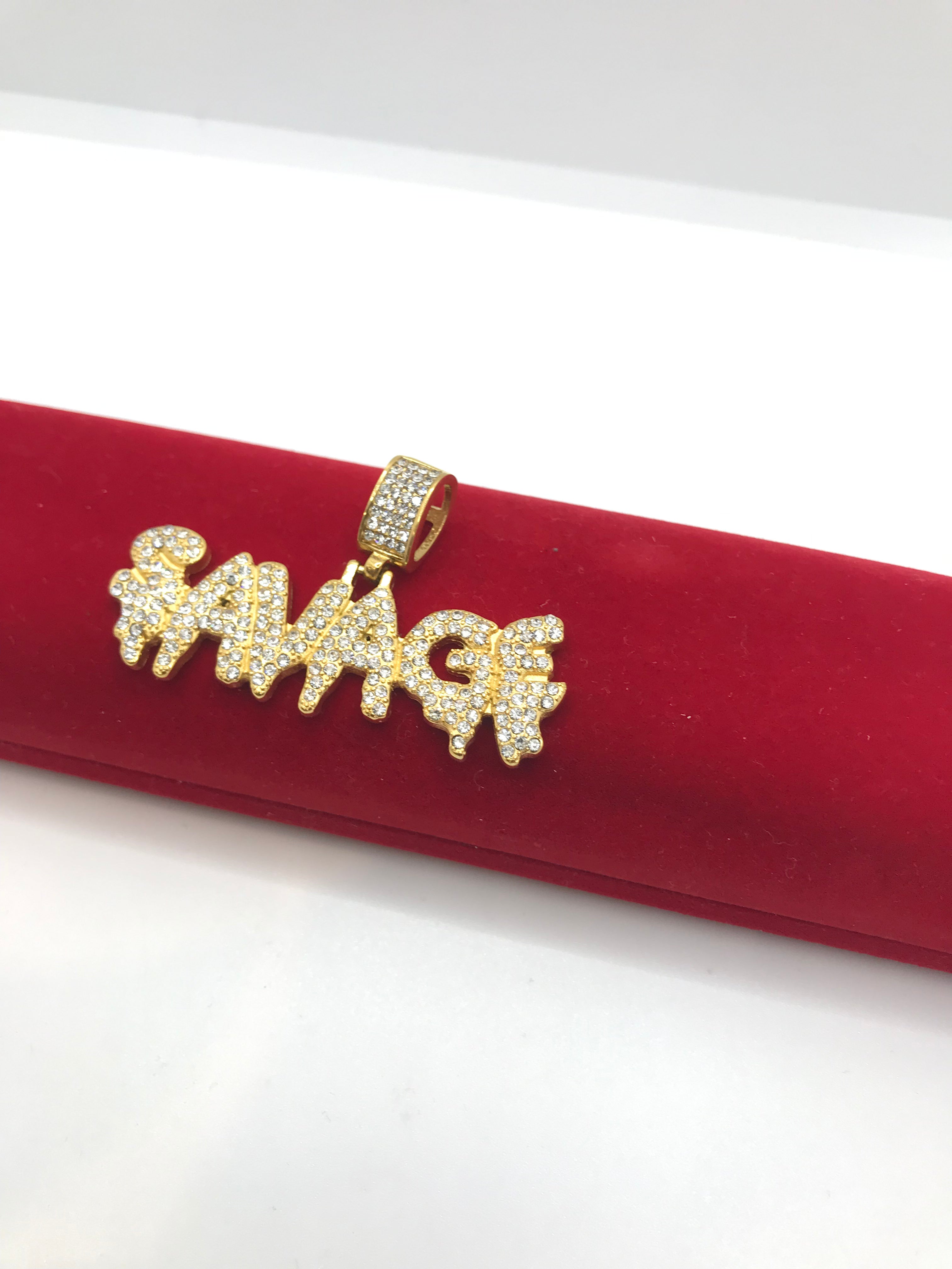 Men's Iced Out Hip Hop Pendant Necklace - Savage Style Bling Jewelry for Rappers & Hip Hop Fans - Perfect for Concerts, Parties & Streetwear Fashion