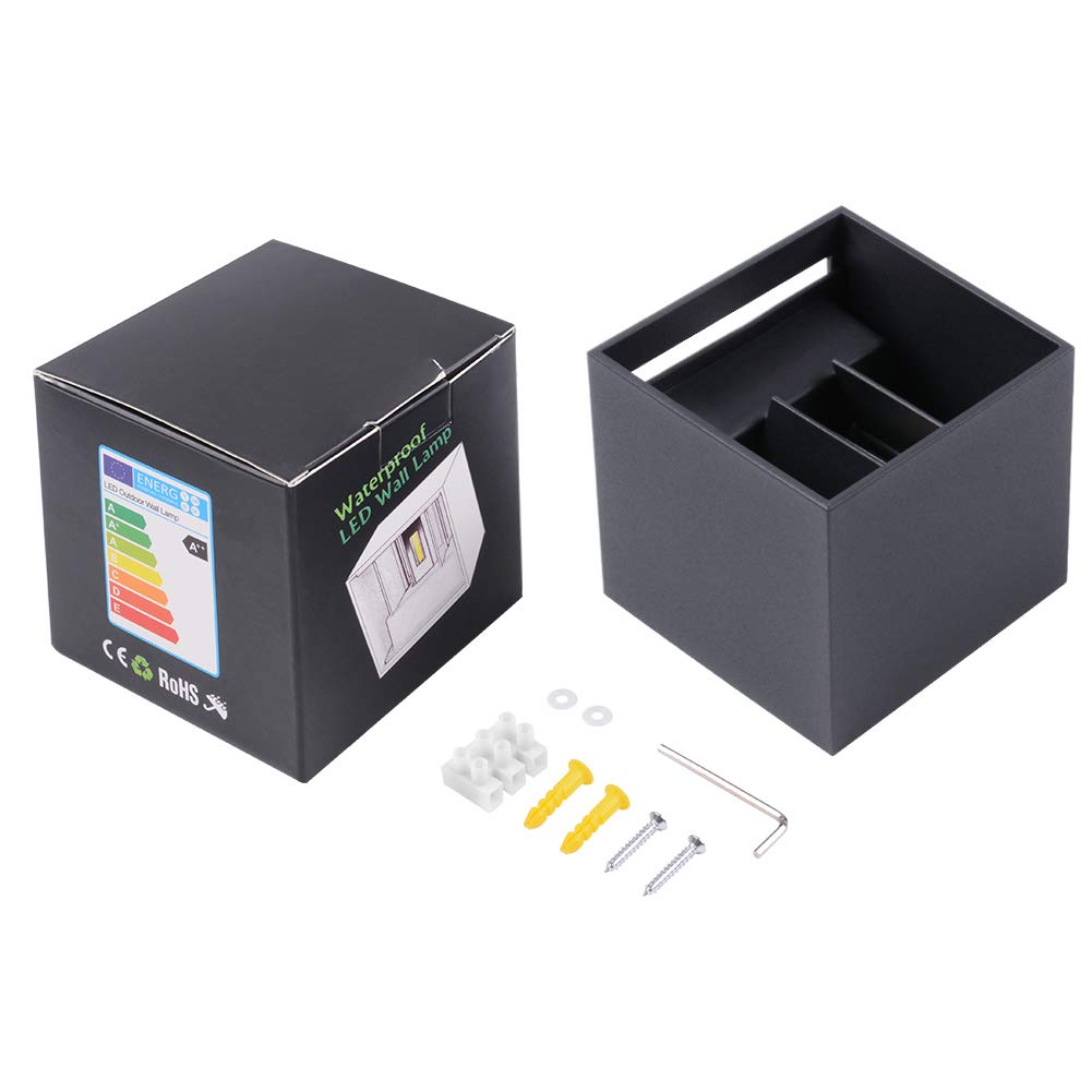 LED Cube Up and Down Wall Lights - 12W 3000K Waterproof Aluminum Outdoor Lighting Fixture for Patio, Garden, and Facade Illumination