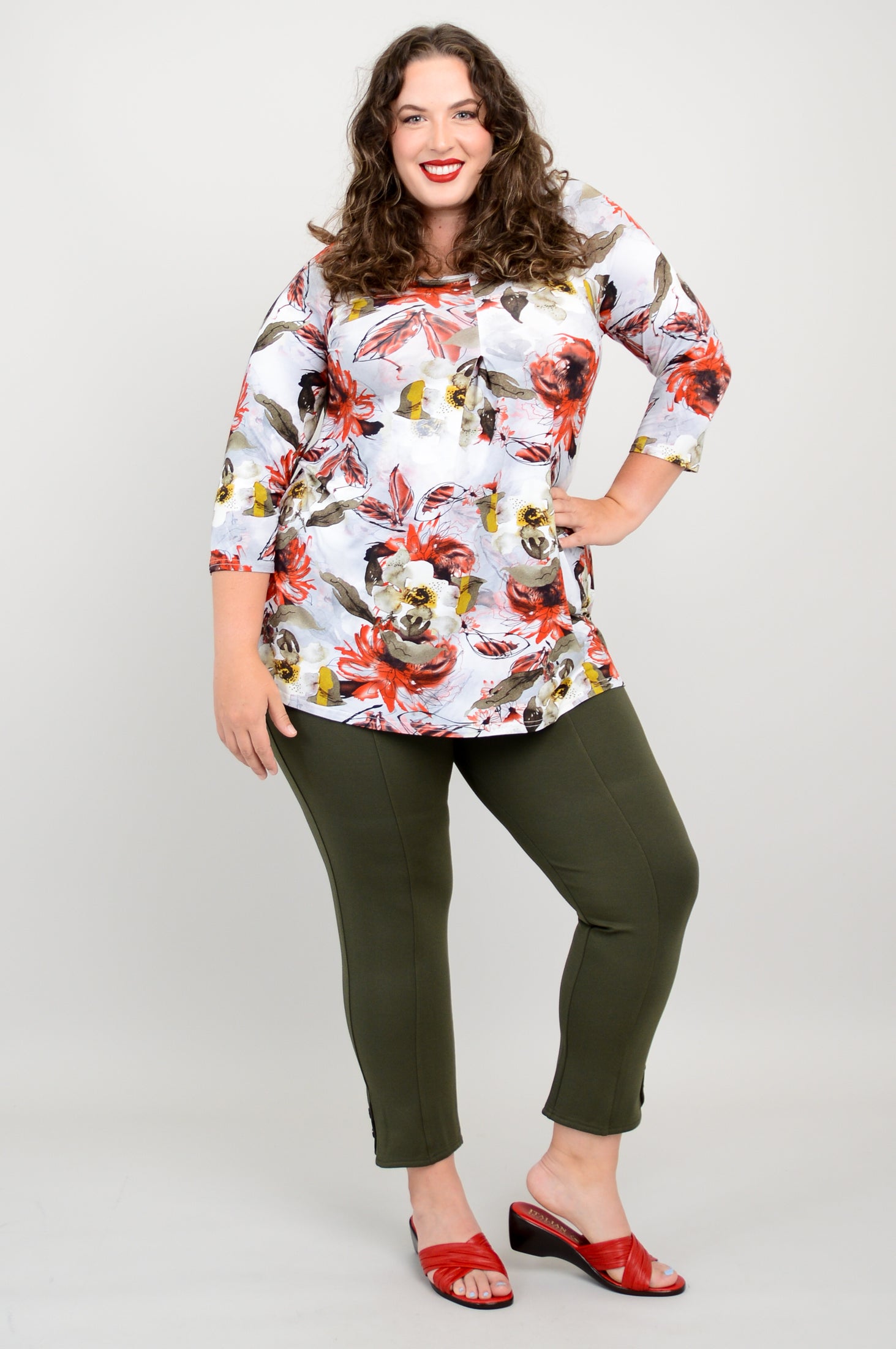 Franca 3/4 Sleeve Floral Print Bamboo Top for Women & Girls - Soft & Breathable Summer Blouse for Casual Wear, Outdoor Activities & Vacation