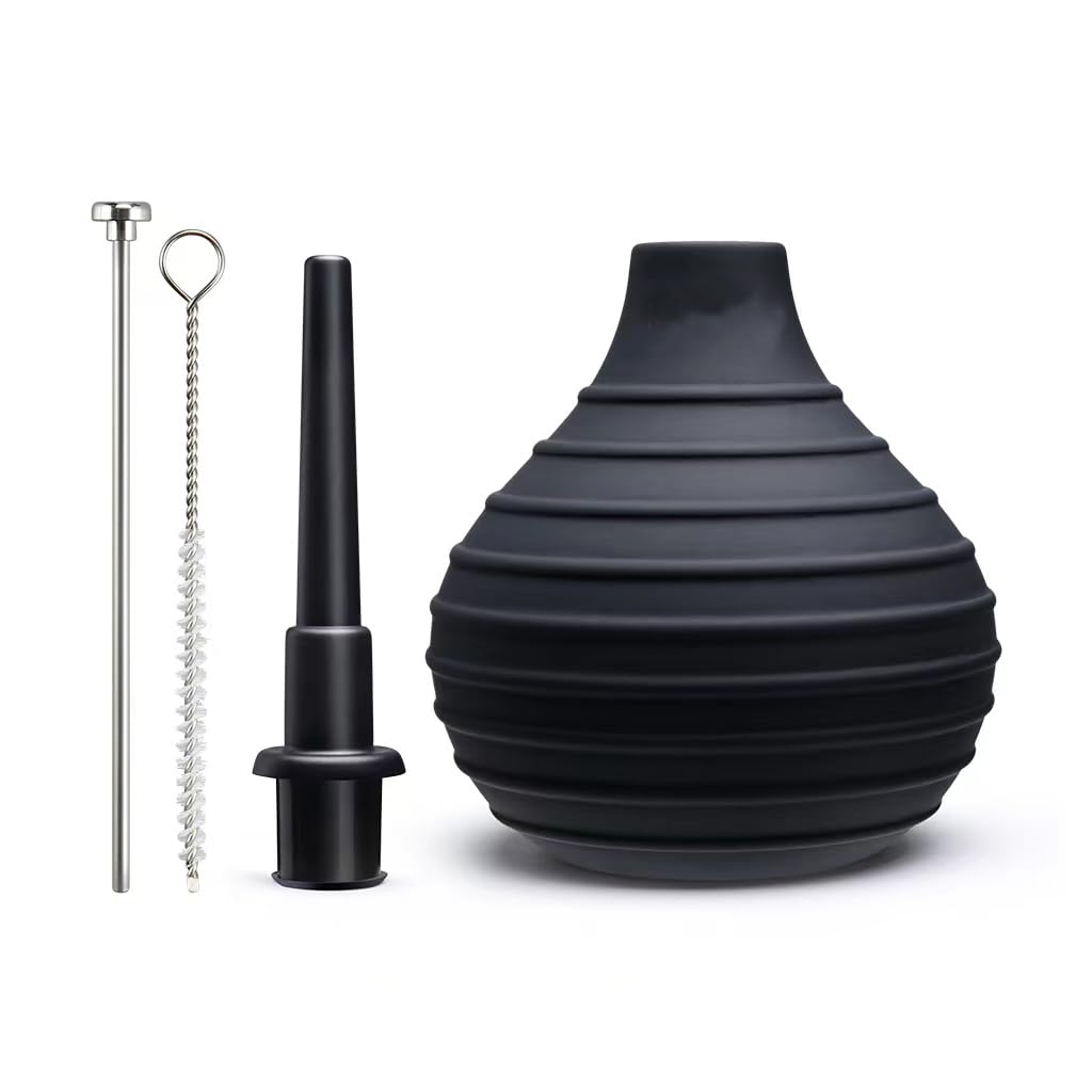 Luvkis Anal Douche Bulb with Back-Flow Prevention - 8.5oz Enema Cleaner for Women & Men - Personal Hygiene Kit for Anal & Vaginal Cleansing - Perfect for Pre-Sex Prep, Colon Cleansing & Postpartum Care (Black)