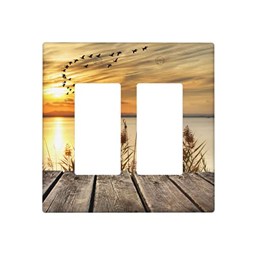Fall Sunset Lake Double Rocker Wall Plate