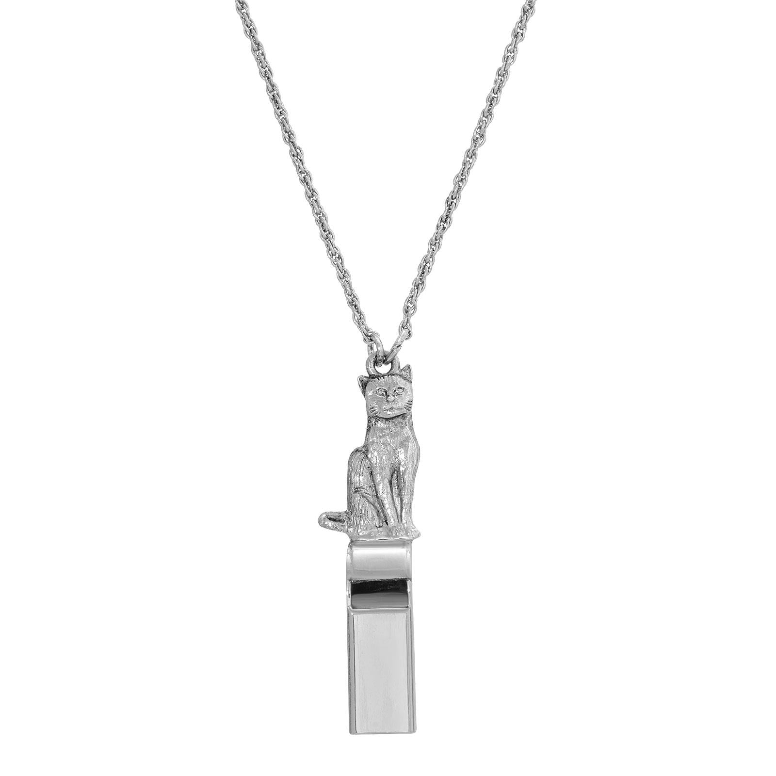Vintage 1928 Jewelry Kitty Cat Pendant Whistle Necklace - 28 Inch Adjustable Chain, Cute Cat Lover Gift for Women, Perfect for Parties, Cosplay & Everyday Fashion Accessories