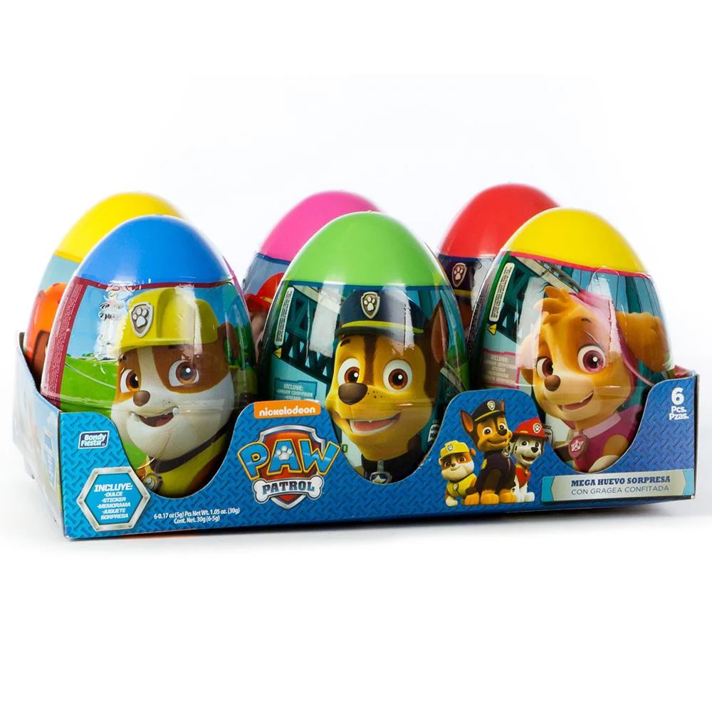 Paw Patrol Bondy Mega Egg 6-Pack | Kids Easter Egg Hunt Toys & Party Favors for Birthday, Classroom, and Holiday Celebrations