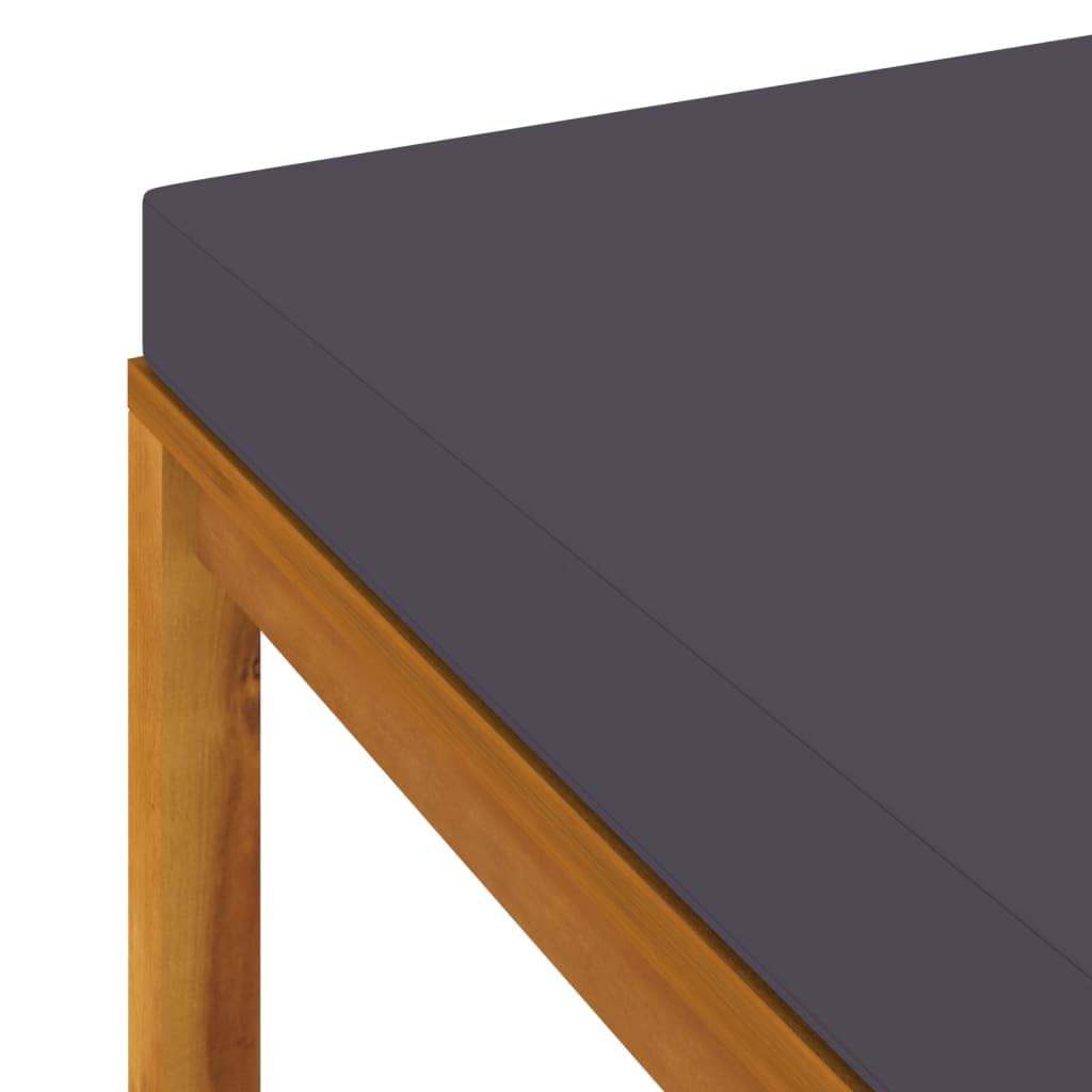 Premium Acacia Wood Footrest with Dark Gray Cushion - Durable Outdoor Patio Furniture for Garden, Balcony & Deck - Comfortable & Stylish Lounge Accessory for Relaxing, Reading & Sunbathing
