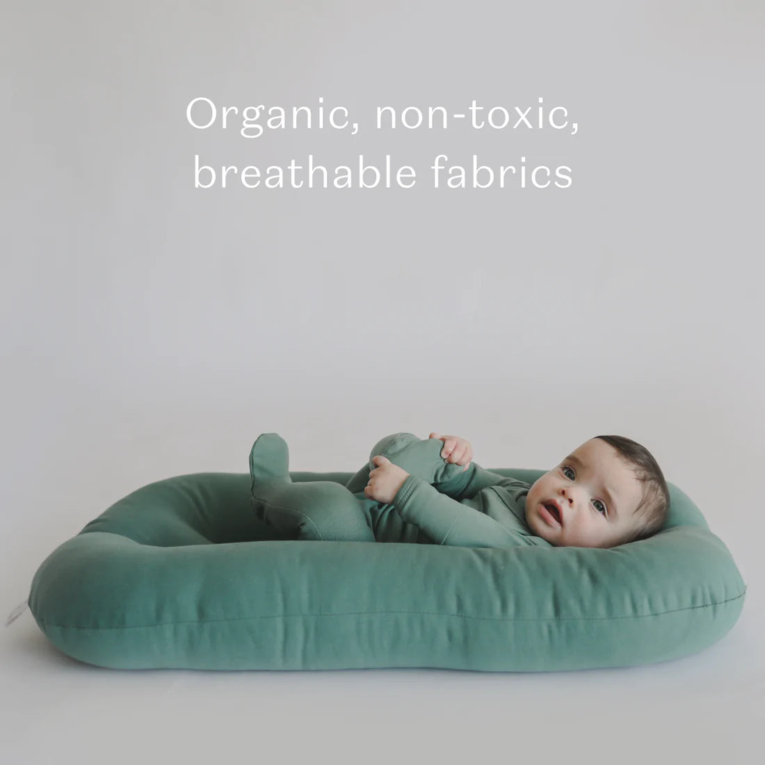 Organic Baby Lounger - Snuggle Me Moss Green Infant Cuddle Nest for Safe & Cozy Napping, Breastfeeding & Playtime - Perfect for Newborns & Toddlers at Home or On-The-Go