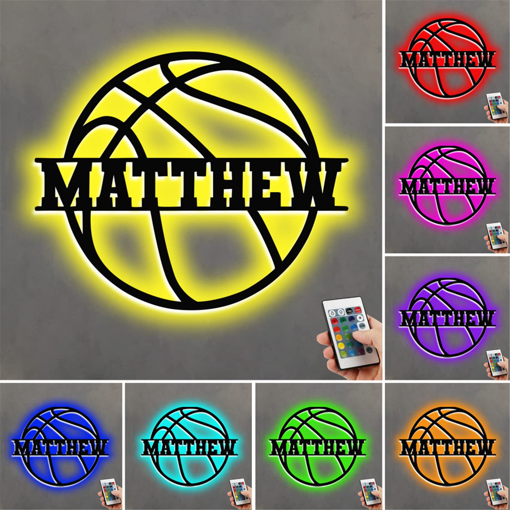 Personalized Name Basketball Night Light - Custom LED Basketball Wall Art Lamp for Boys, Sports Fans - Perfect Gift for Birthday, Christmas, New Year - Ideal for Bedroom, Game Room & Sports Themed Decor (Basketball Ball Lamp-1)