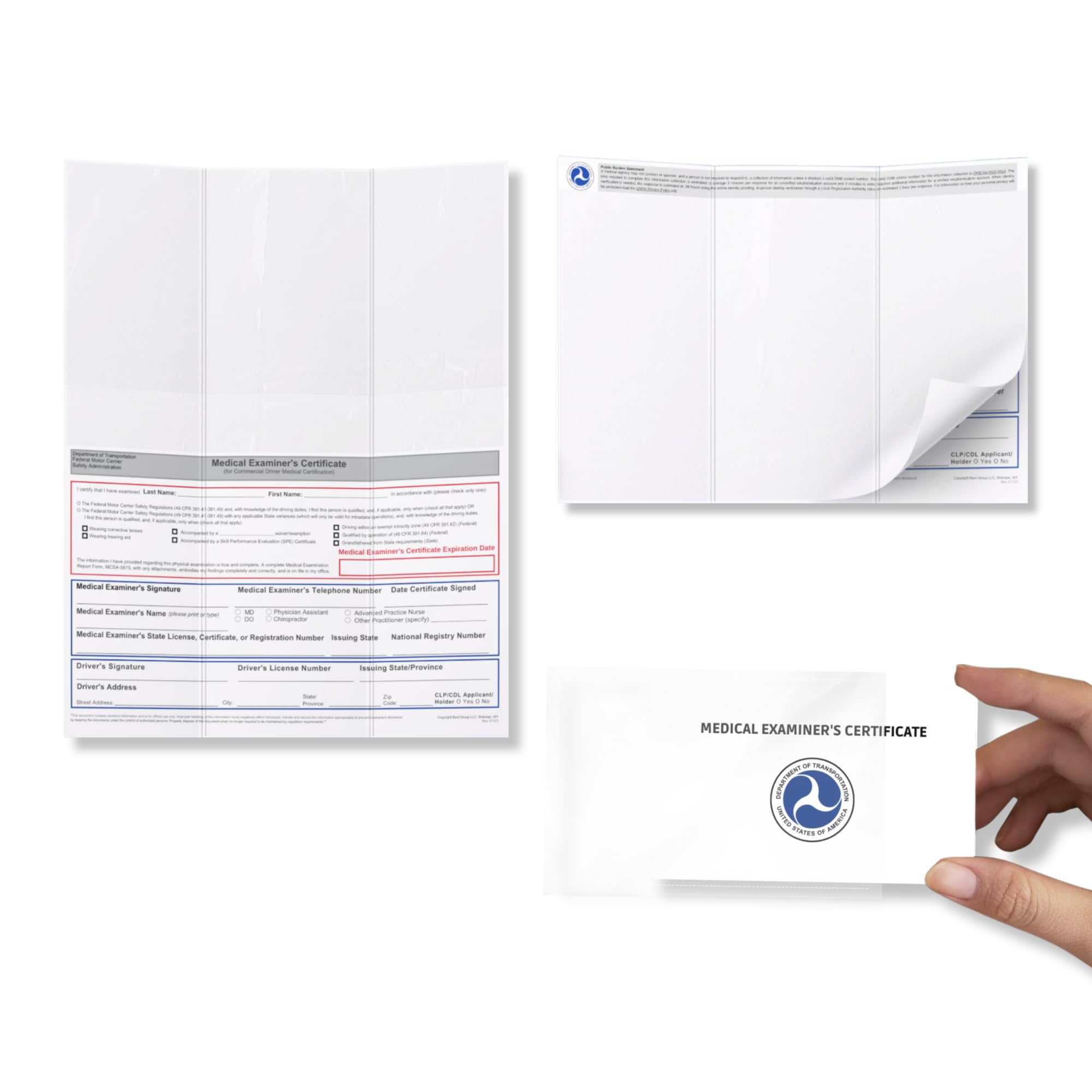 DOT FMCSA Medical Examiner Certificate Laminated Cards - 20/40/60/100 Pack (MCSA-5876) | Commercial Driver Medical Wallet Cards | Perfect for Truckers, Bus Drivers & CDL Holders