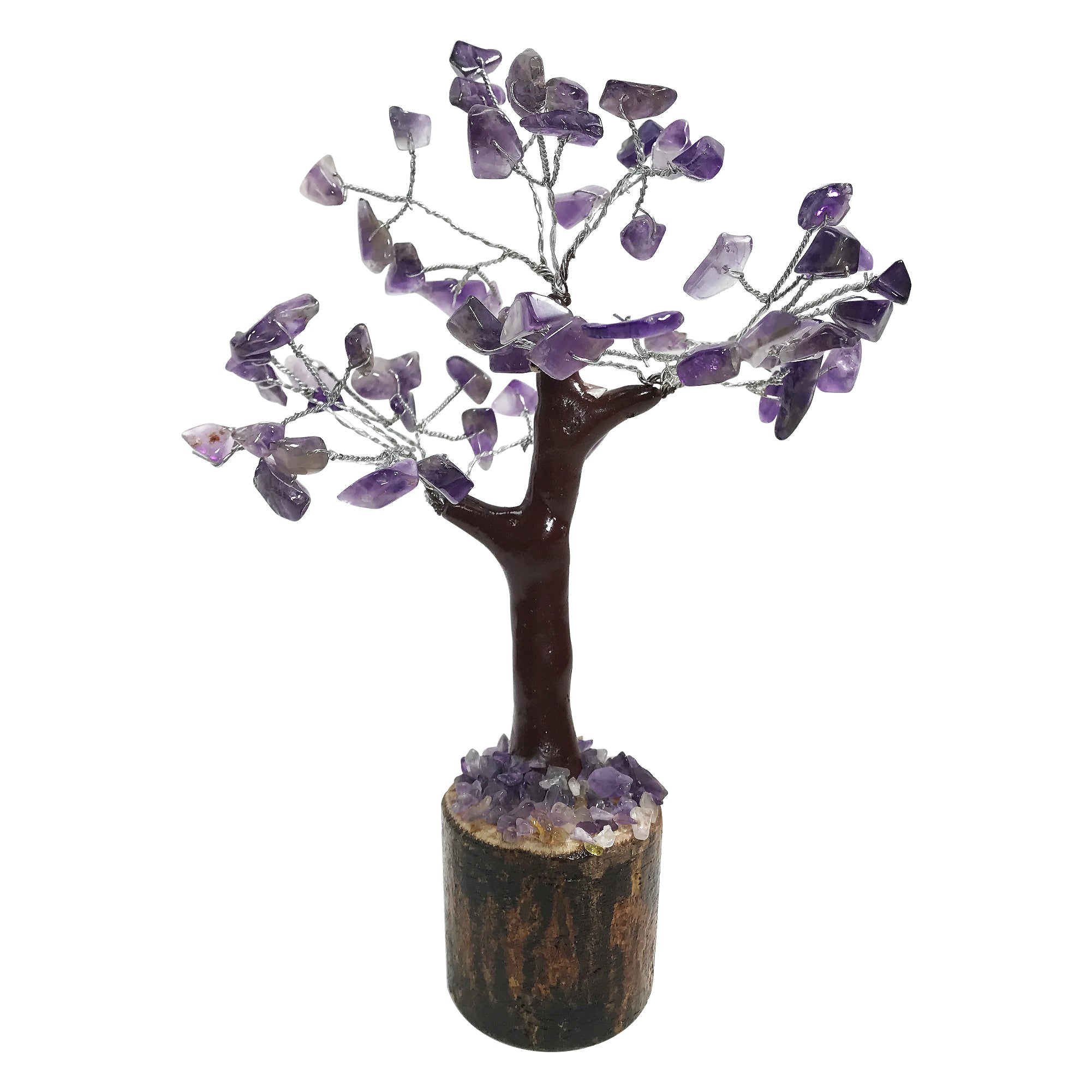 Natural Amethyst Crystal Gemstone Tree with 60 Beads - Healing Chakra Bonsai for Energy Balance, Meditation & Home Decor | Perfect for Yoga Studios, Office Feng Shui & Spiritual Gifts (GGT060 Amethyst)