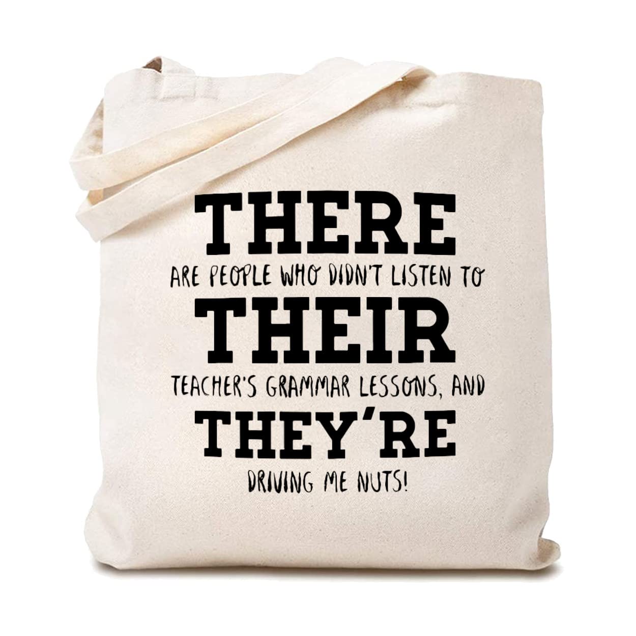 Funny English Teacher Grammar Quote Canvas Tote Bag - Reusable Grocery Shopping Shoulder Bag for Women - Perfect for Work, School & Book Lovers