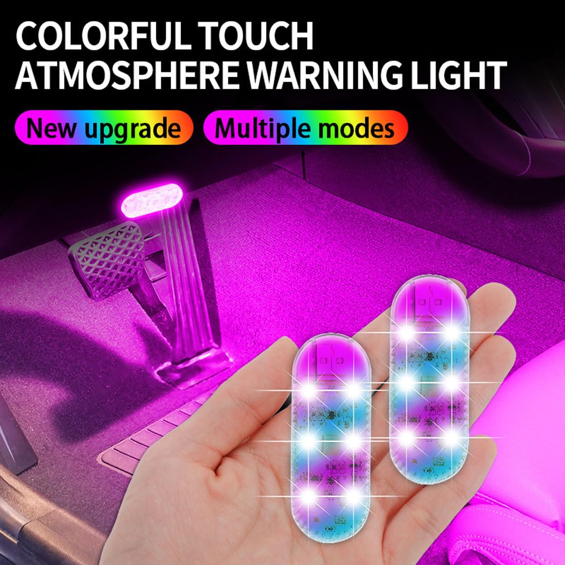2 PCS LED Car Interior Lights, USB Touch Control Reading Light for Cars (3.15x1.18x0.4 Inch) - Perfect for Night Driving, Map Reading & Interior Illumination