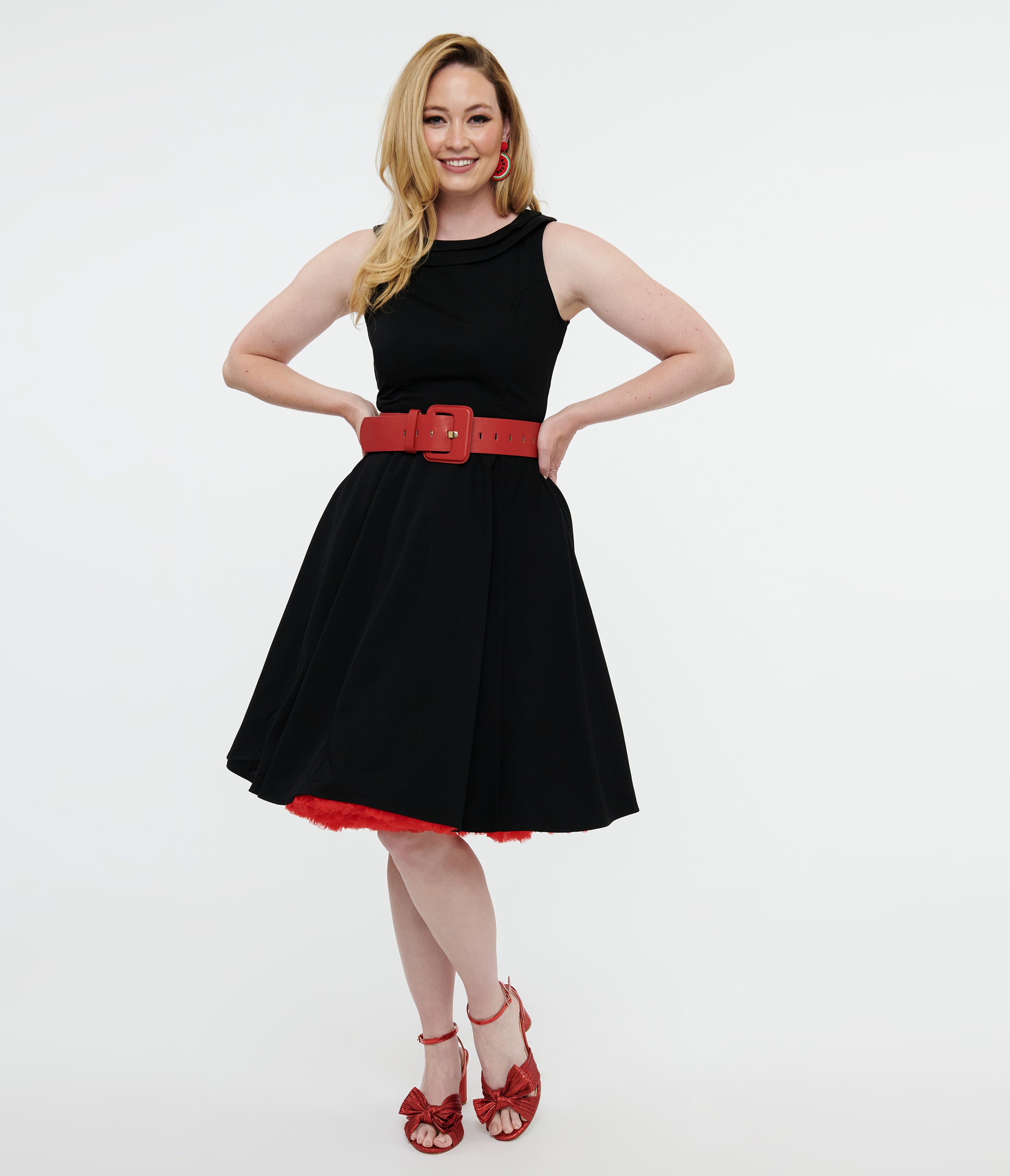 Vintage 1950s Black Swing Dress - Retro Rockabilly Party Dress for Women | Perfect for Halloween, Themed Parties & Pinup Fashion