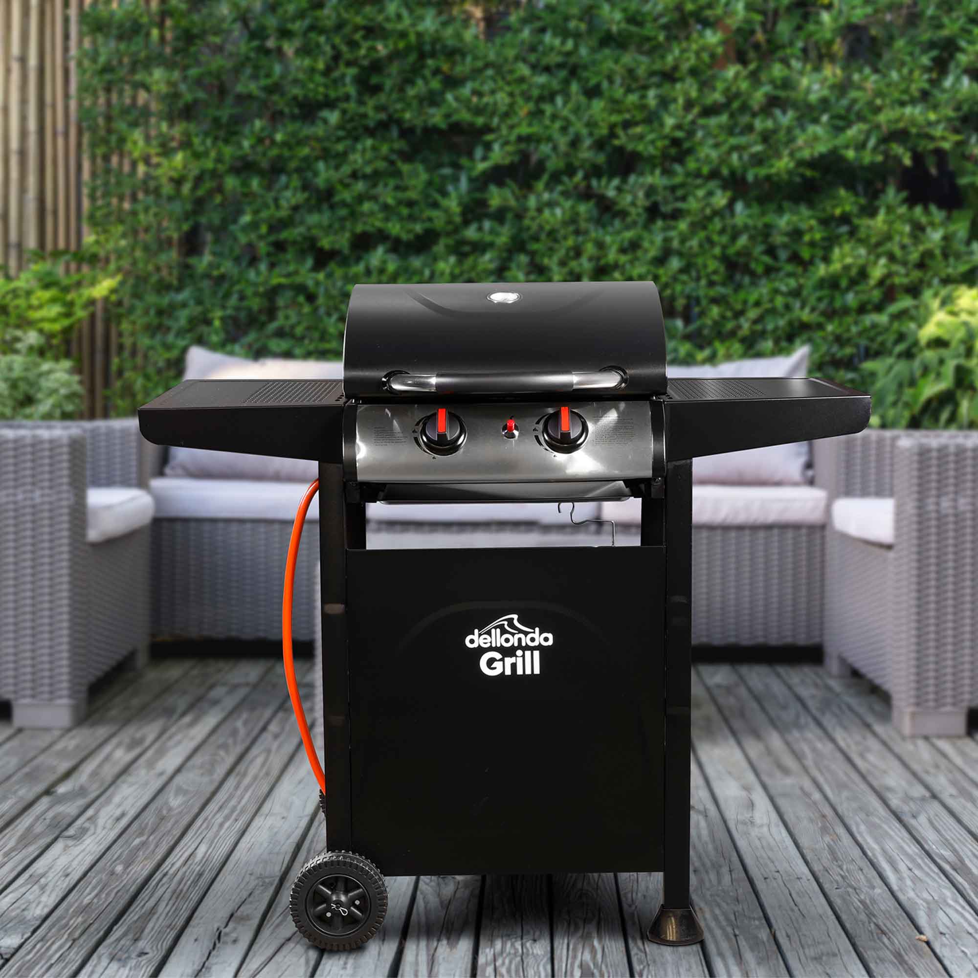 2 Burner BBQ Gas Grill with Thermometer & Cover - Black/Stainless Steel Outdoor Cooking Grill DG227 | Perfect for Backyard, Camping & Tailgating Parties