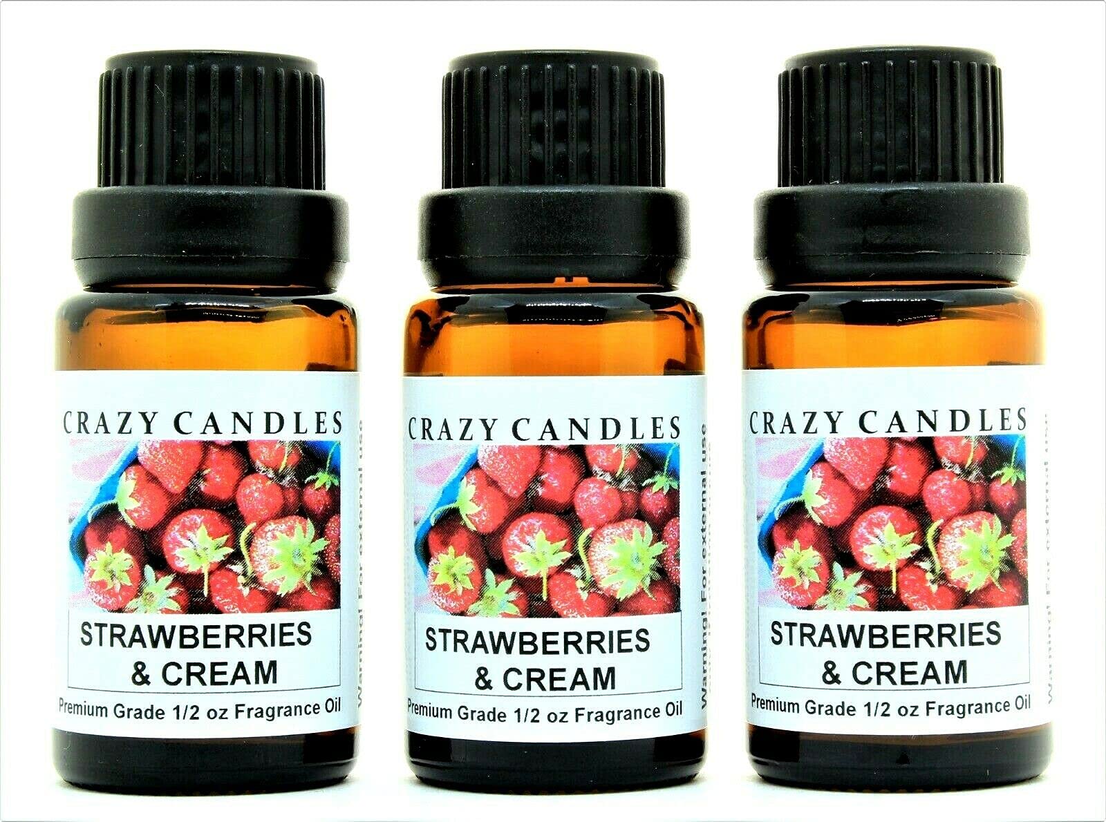 Premium Strawberries and Cream Scented Fragrance Oil - 3 Pack (1/2 Fl Oz/15ml Each) - Home Aromatherapy, Candle Making & DIY Perfume