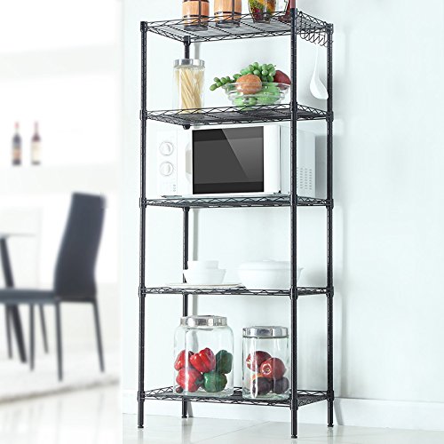 Adjustable Heavy Duty Storage Shelving Unit - Black Metal Wire Rack for Garage, Closet & Pantry Organization - Perfect for Home, Office & Warehouse Storage Solutions