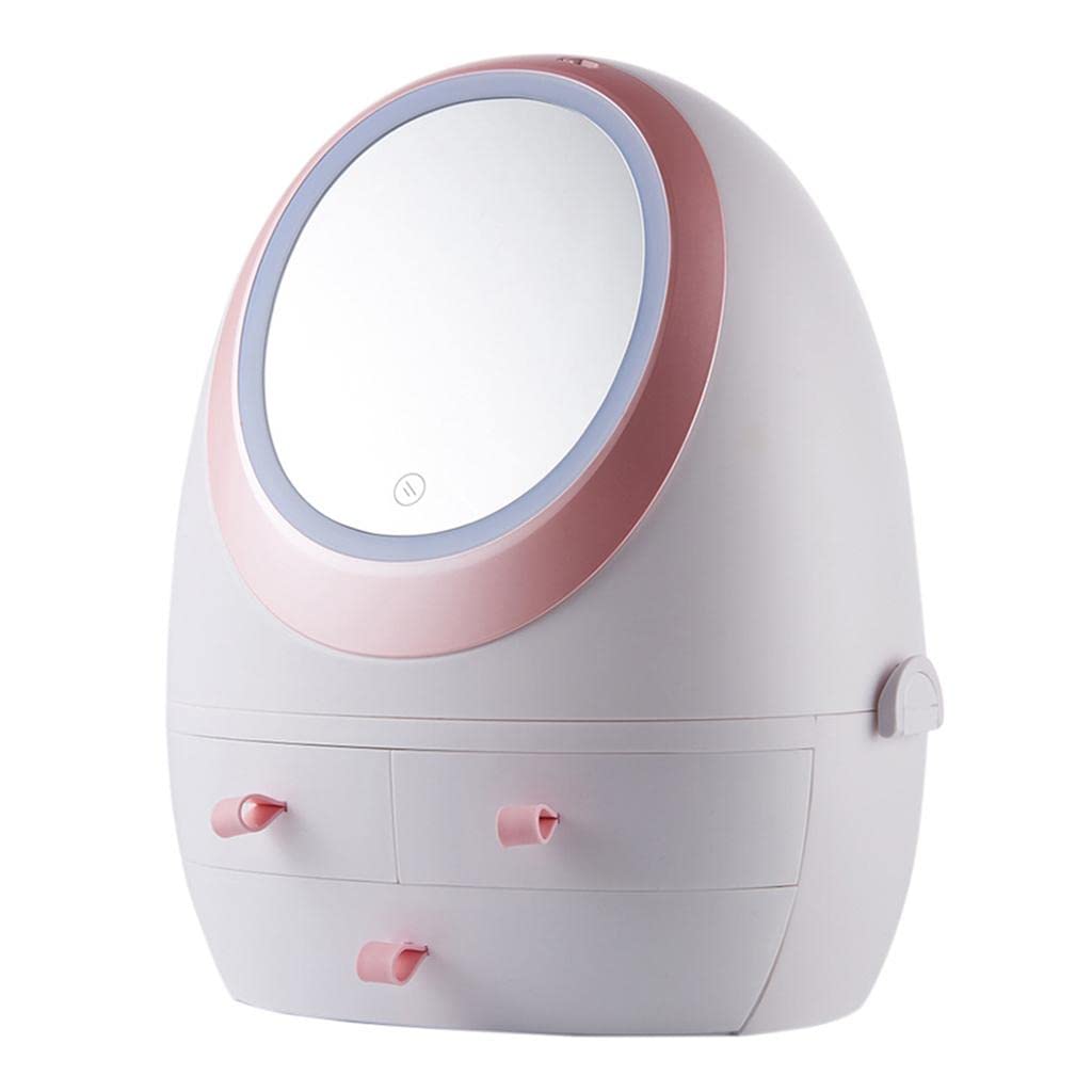 VMS INDIA Makeup Organizer with LED Mirror - Cosmetic Storage Display Case for Vanity, Bathroom & Travel - Perfect for Makeup Artists & Beauty Enthusiasts
