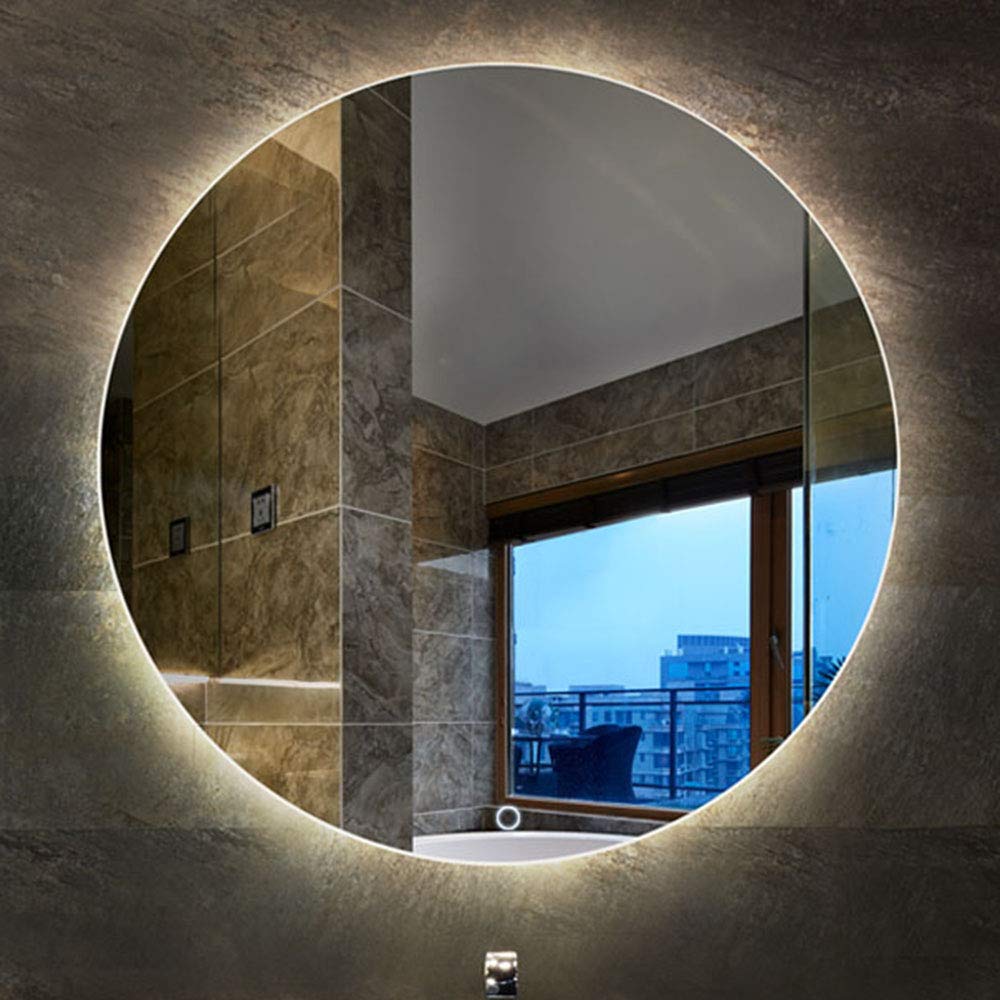 Smart LED Bathroom Mirror with Anti-Fog & Touch Control - Round Backlit Wall Mount Makeup Mirror (5mm HD Silver) for Vanity, Dressing Room & Modern Bathroom Decor