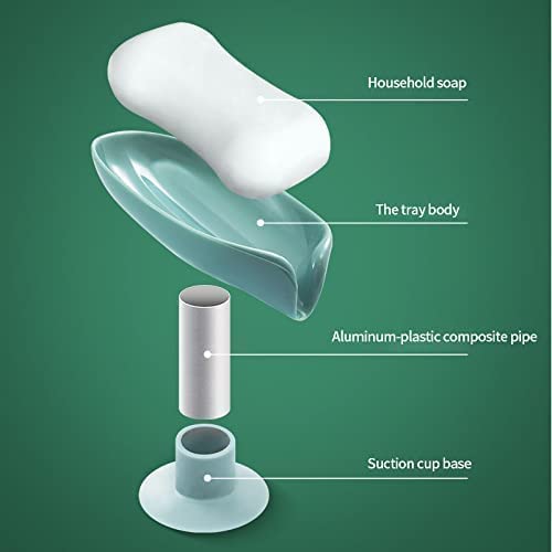 3-Piece Silicone Shampoo Dispenser & Bath Brush Set - 2-in-1 Hard Plastic Long Handle Back Scrubber with Soft Loofah & Self-Draining Leaf-Shaped Soap Dish Holder (Multi-Color) - Perfect for Shower, Bathroom Storage & Spa Relaxation