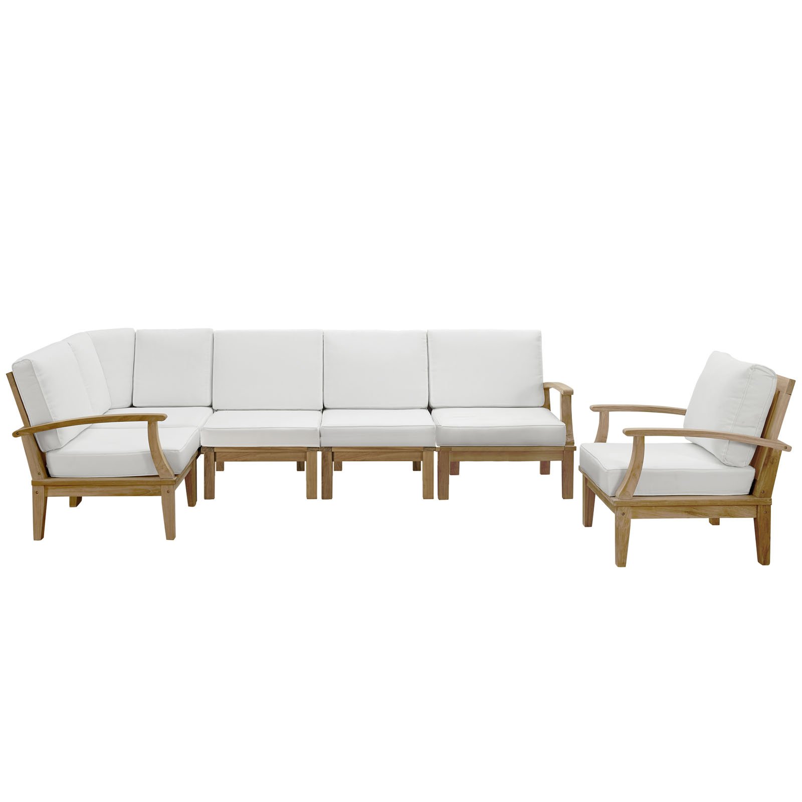Premium Grade A Teak Wood Outdoor Patio Furniture Set - 6 Piece Natural White - Durable & Weather-Resistant for Backyard, Poolside & Garden Relaxation
