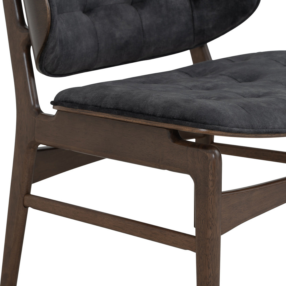 HEATH Lounge Chair - Modern Walnut Wood & Charcoal Fabric Accent Chair for Living Room, Bedroom, Office - Comfortable Mid-Century Style Reading Chair with Ergonomic Support
