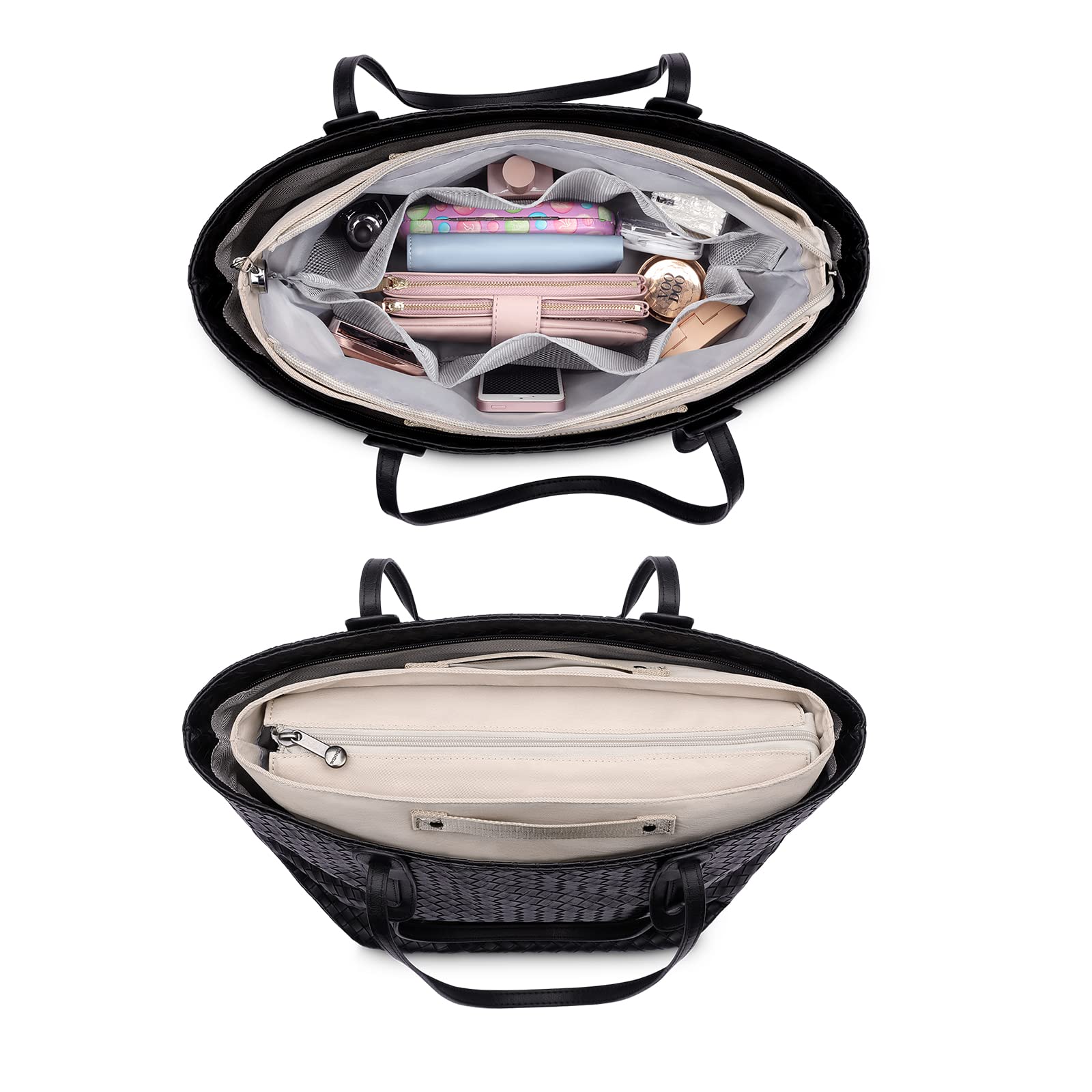 HyFanStr Purse Organizer Insert for Handbags - 15-Pocket Tote Bag Organizer with Zipper for Women | Perfect for Travel, Work & Daily Use