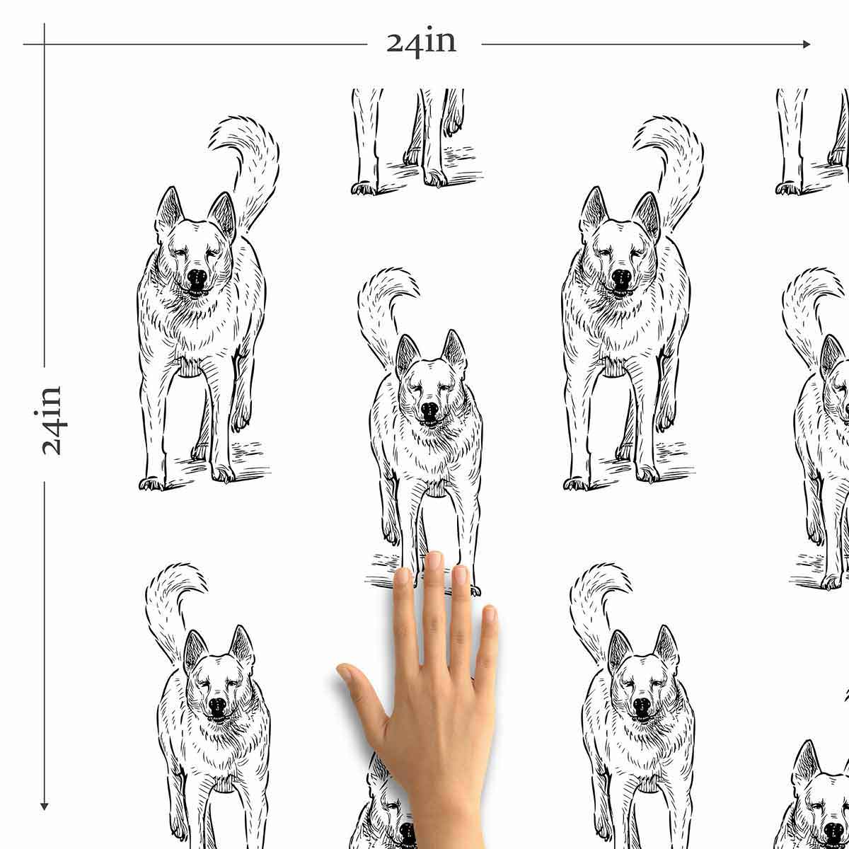 Black and White Dog Pattern Peel and Stick Removable Wallpaper - Self-Adhesive Decorative Wall Covering for Pet Lovers, Nursery, Living Room, Bedroom Decor