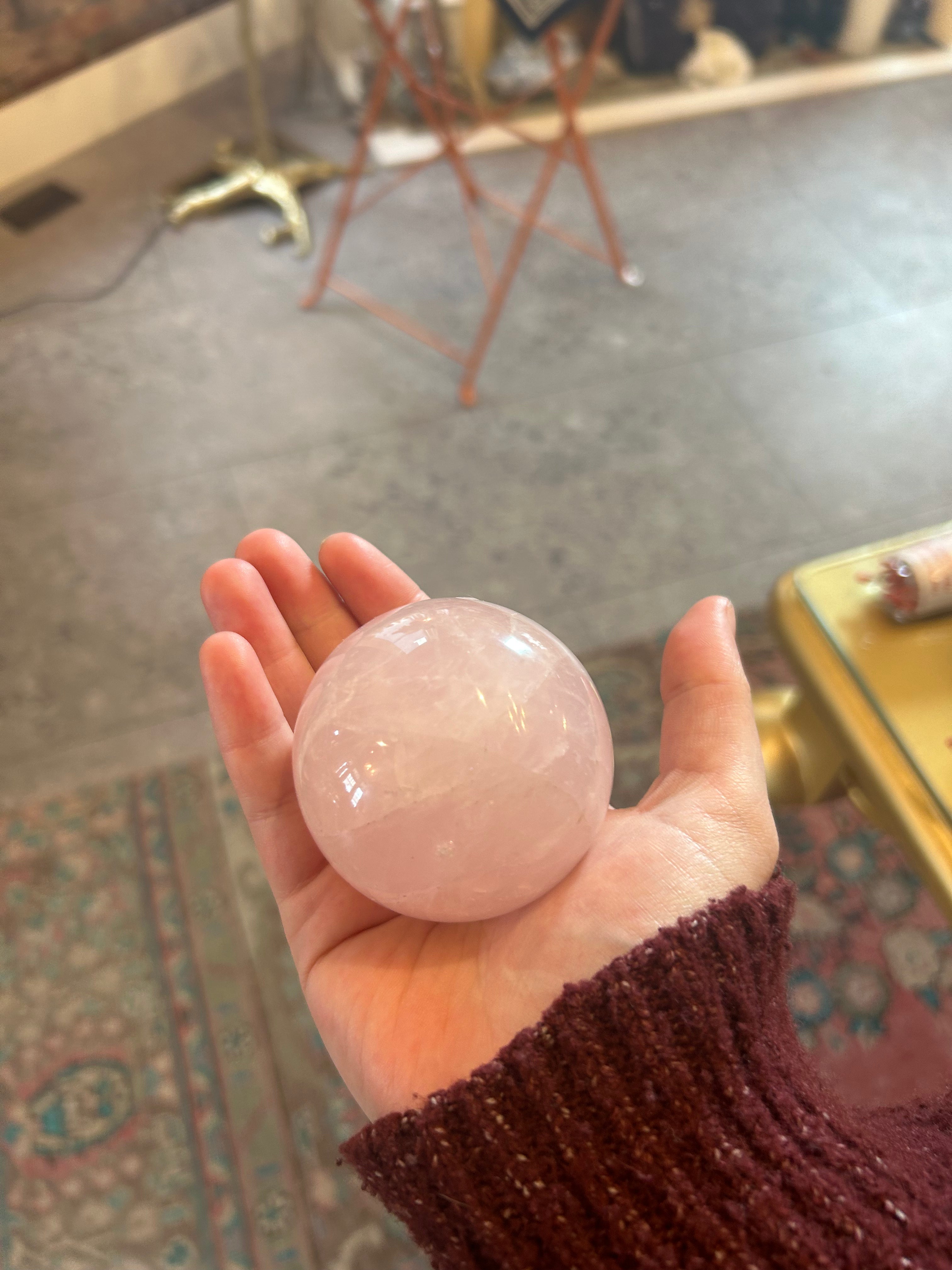 Medium Rose Quartz Sphere - Natural Healing Crystal for Meditation, Reiki & Home Decor | Perfect for Spiritual Gifts, Yoga Spaces & Positive Energy