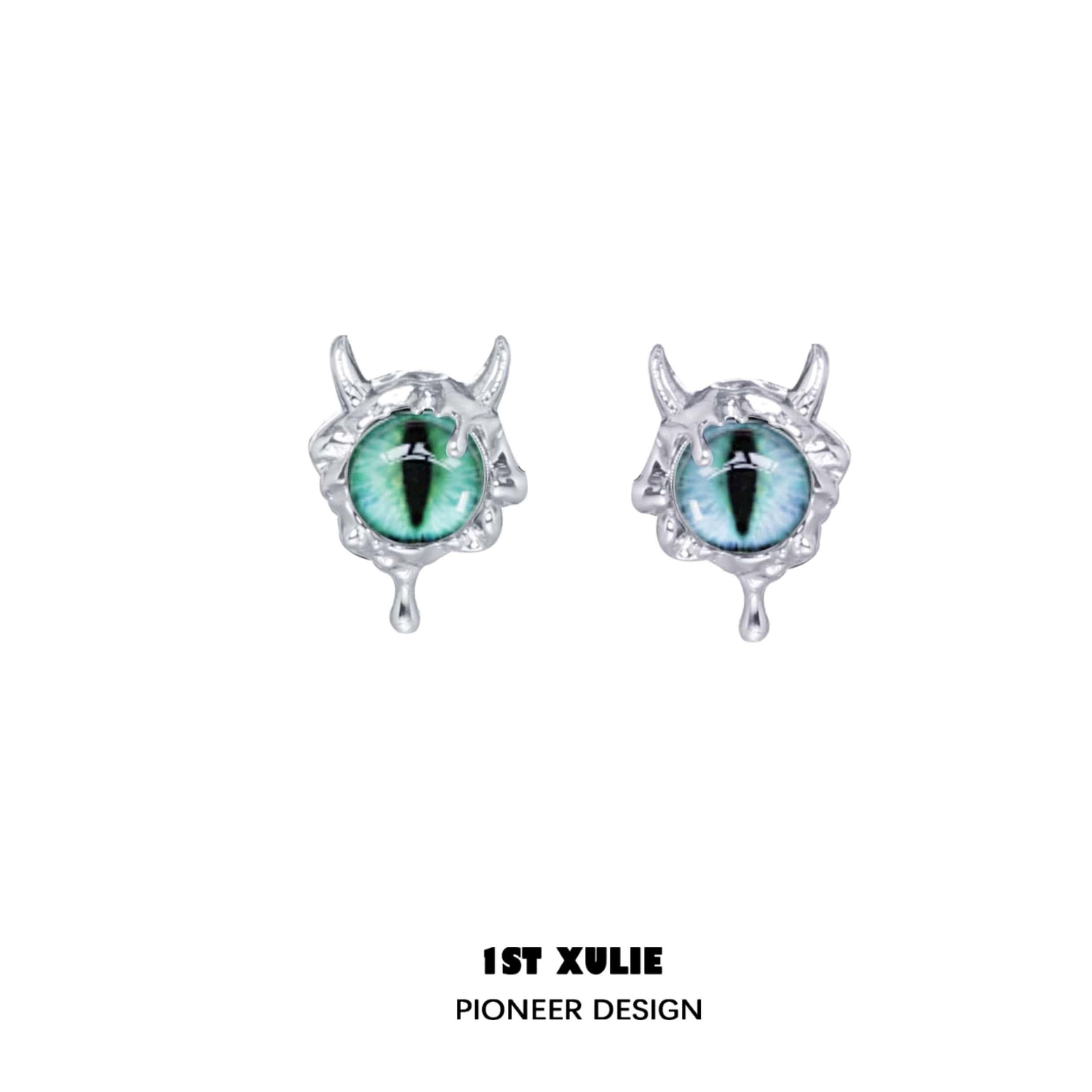 Little Demon 18k Platinum Plated S925 Sterling Silver Earrings - Hypoallergenic Fashion Ear Clips for Women - Perfect for Parties, Date Nights & Gothic Style Outfits