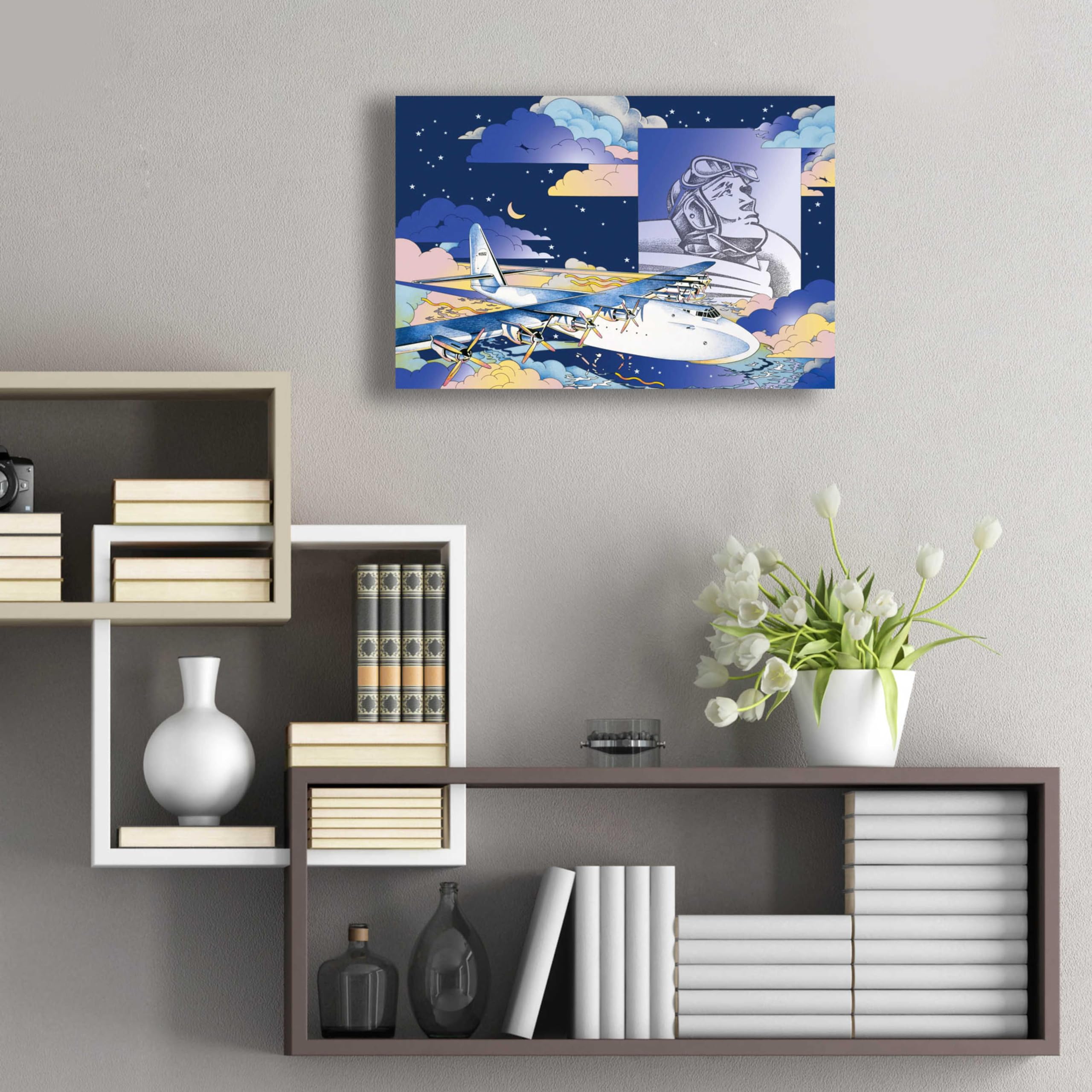 Epic 'Spruce Goose' Aviation Art Print by David Chestnutt - 24x16 Inch Acrylic Glass Wall Decor - Perfect for Home Office, Living Room & Man Cave Decor