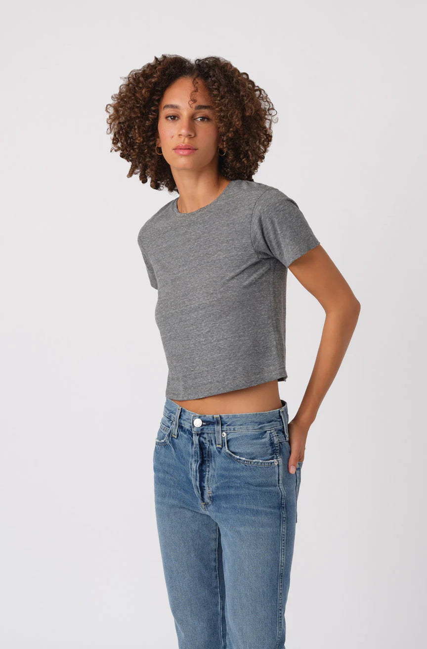Babe Tee - Soft Heather Grey Cotton T-Shirt for Women | Casual Everyday Wear & Layering