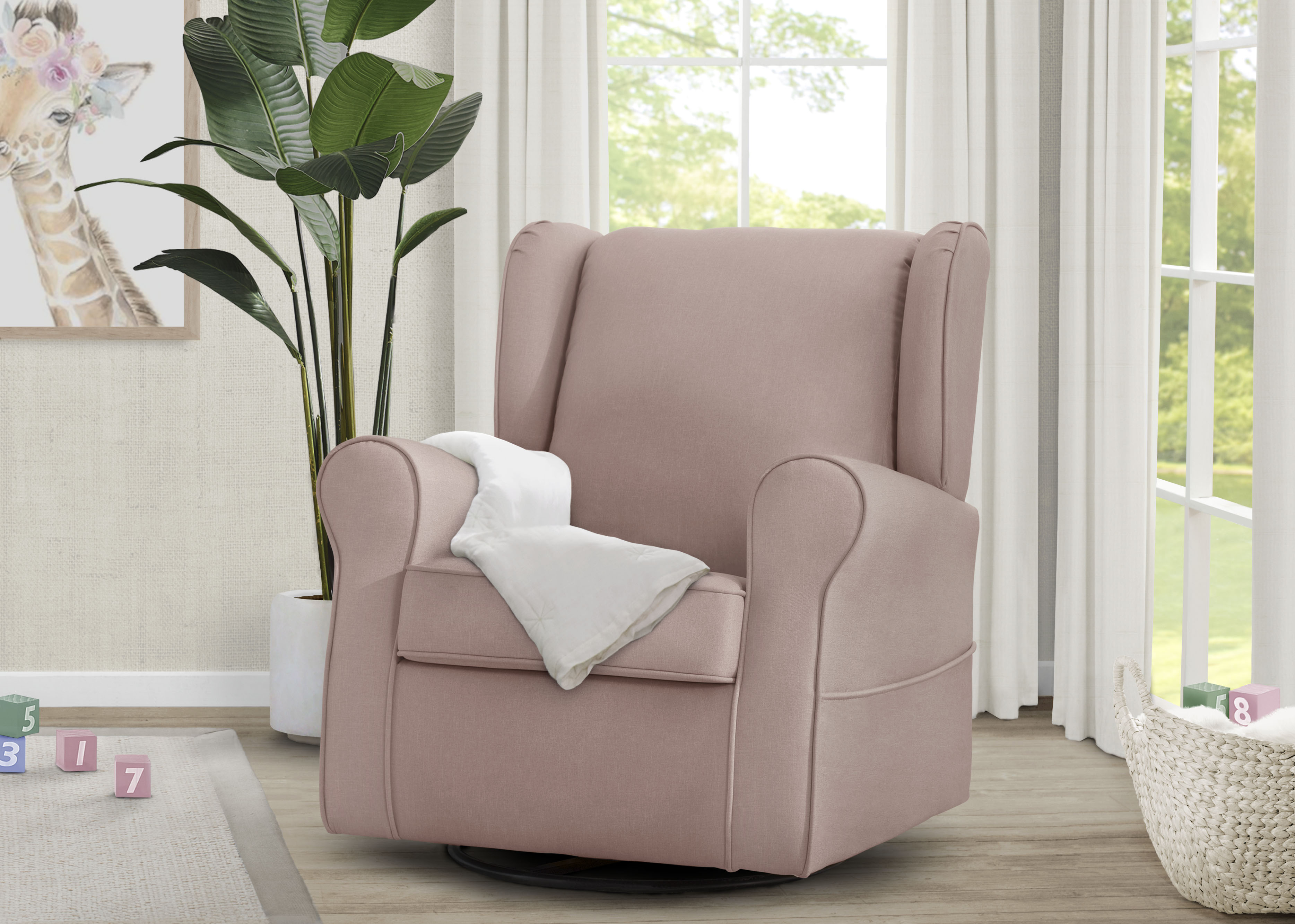 Reston Nursery Glider Swivel Rocker Chair - Comfortable Baby Rocking Chair for Nursery, Breastfeeding & Relaxing - Perfect for Nursing, Reading & Soothing Babies to Sleep